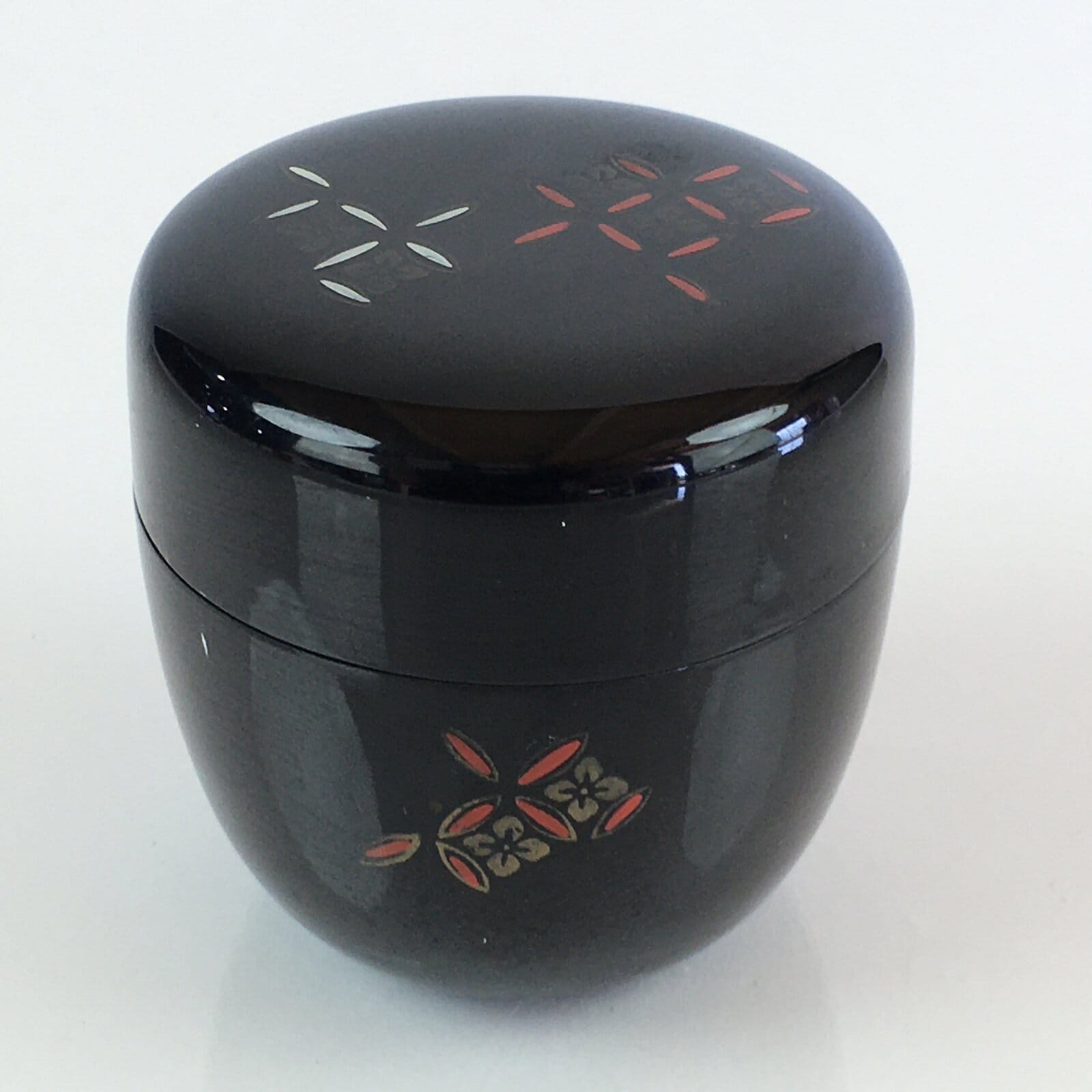 Japanese Wooden Lacquered Tea Caddy Vtg Natsume Sado Ceremony Black NM88
