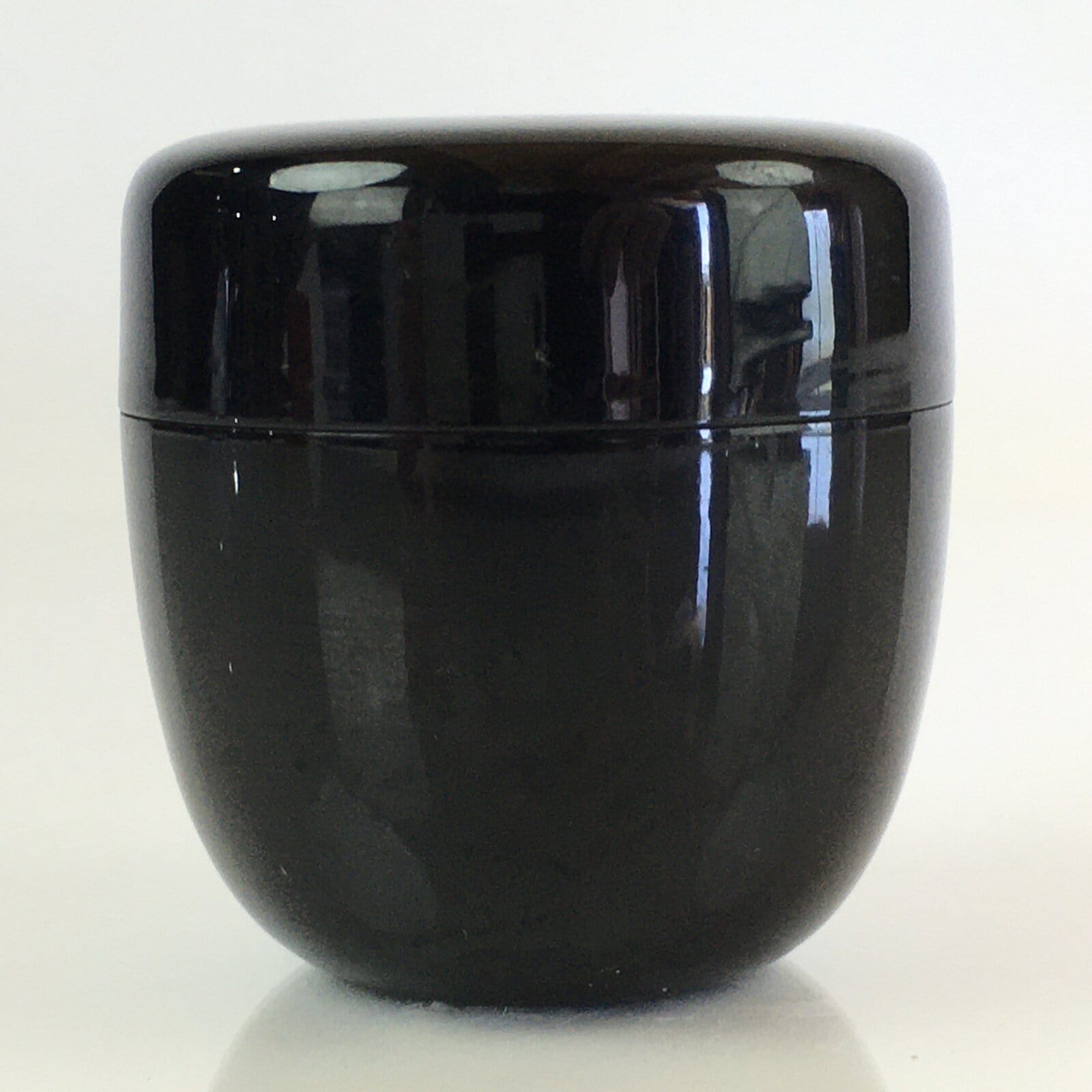 Japanese Wooden Lacquered Tea Caddy Vtg Natsume Sado Ceremony Black NM88