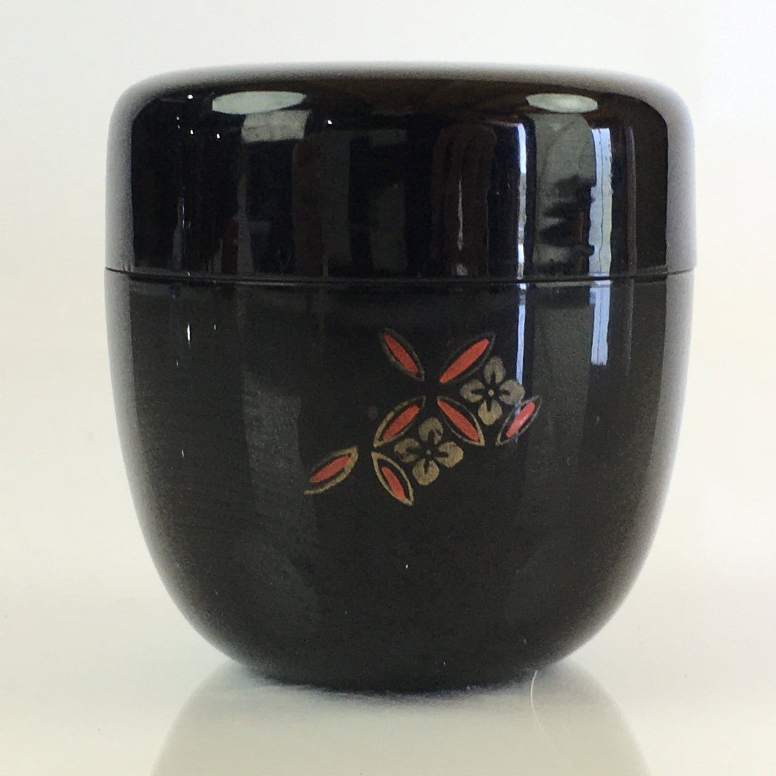 Japanese Wooden Lacquered Tea Caddy Vtg Natsume Sado Ceremony Black NM88