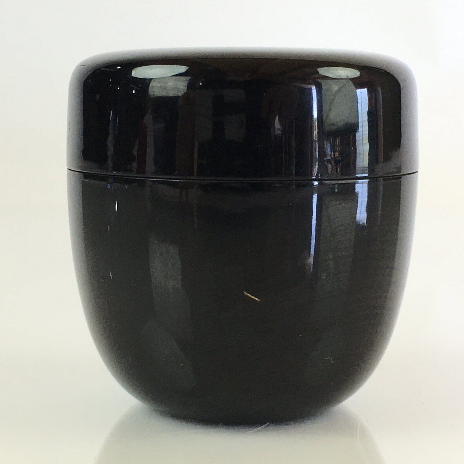 Japanese Wooden Lacquered Tea Caddy Vtg Natsume Sado Ceremony Black NM88