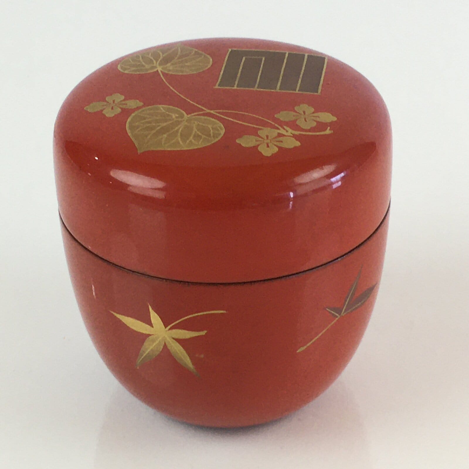 Japanese Wooden Lacquered Tea Caddy Vtg Natsume Sado Ceremony Black NM89