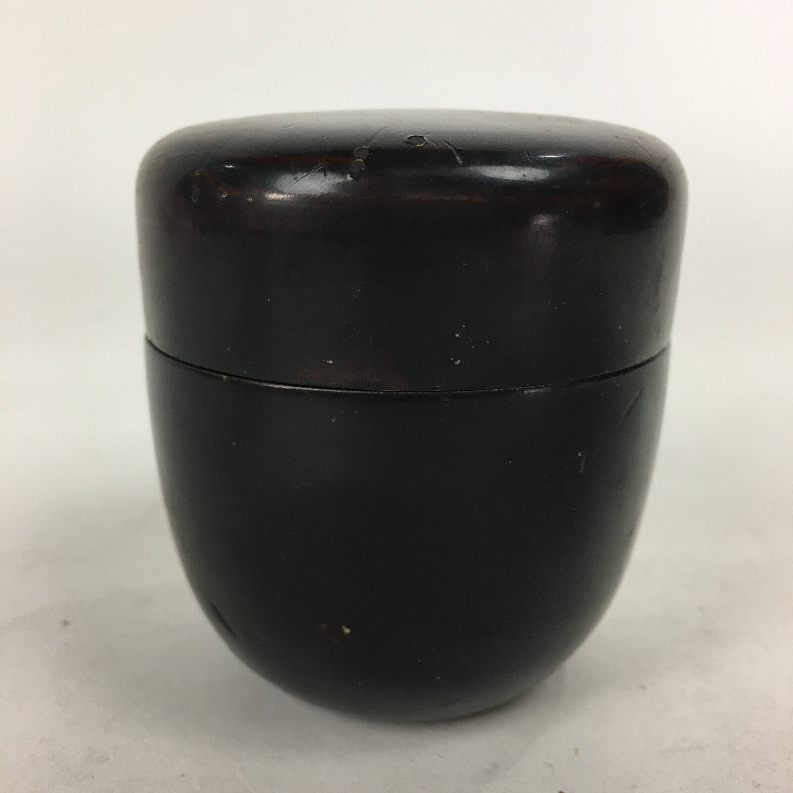 Japanese Wooden Lacquered Tea Caddy Vtg Natsume Sado Ceremony Brown NM85