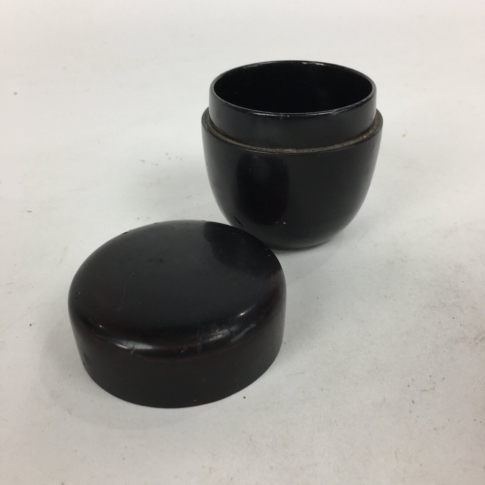 Japanese Wooden Lacquered Tea Caddy Vtg Natsume Sado Ceremony Brown NM85