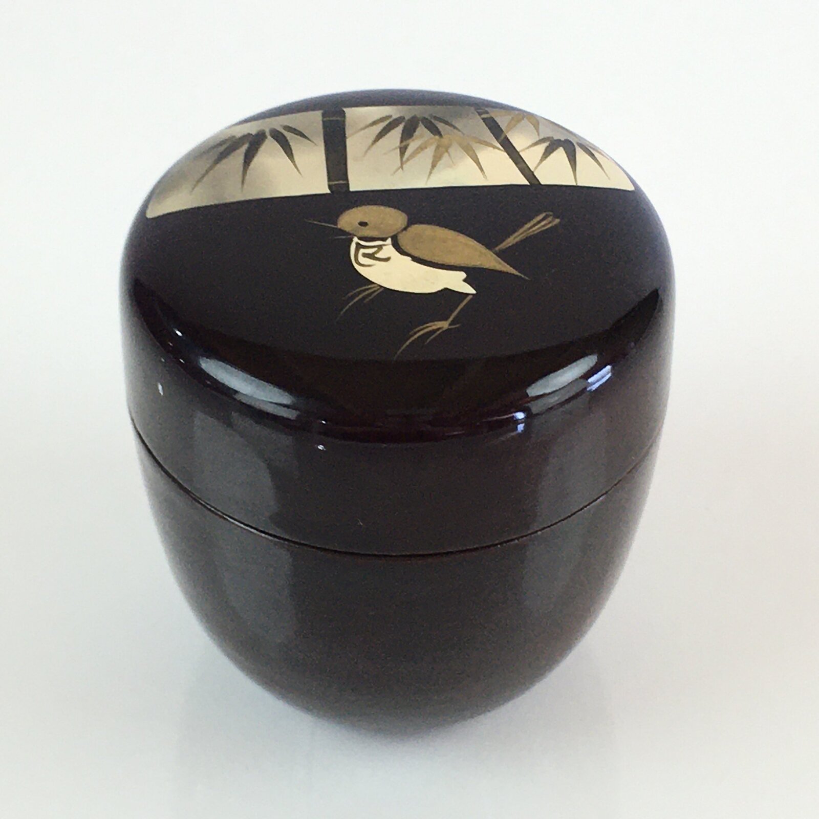 Japanese Wooden Lacquered Tea Caddy Vtg Natsume Sado Ceremony Brown NM87