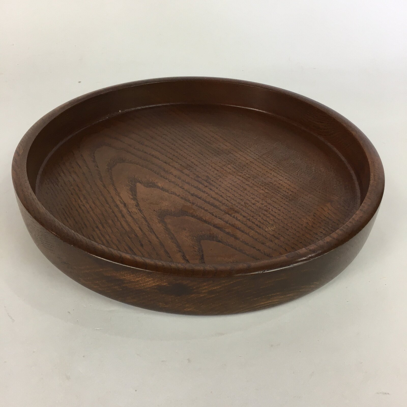 Japanese Wooden Lacquered Tray Obon Vtg Nurimono Brown Round Shape UR521