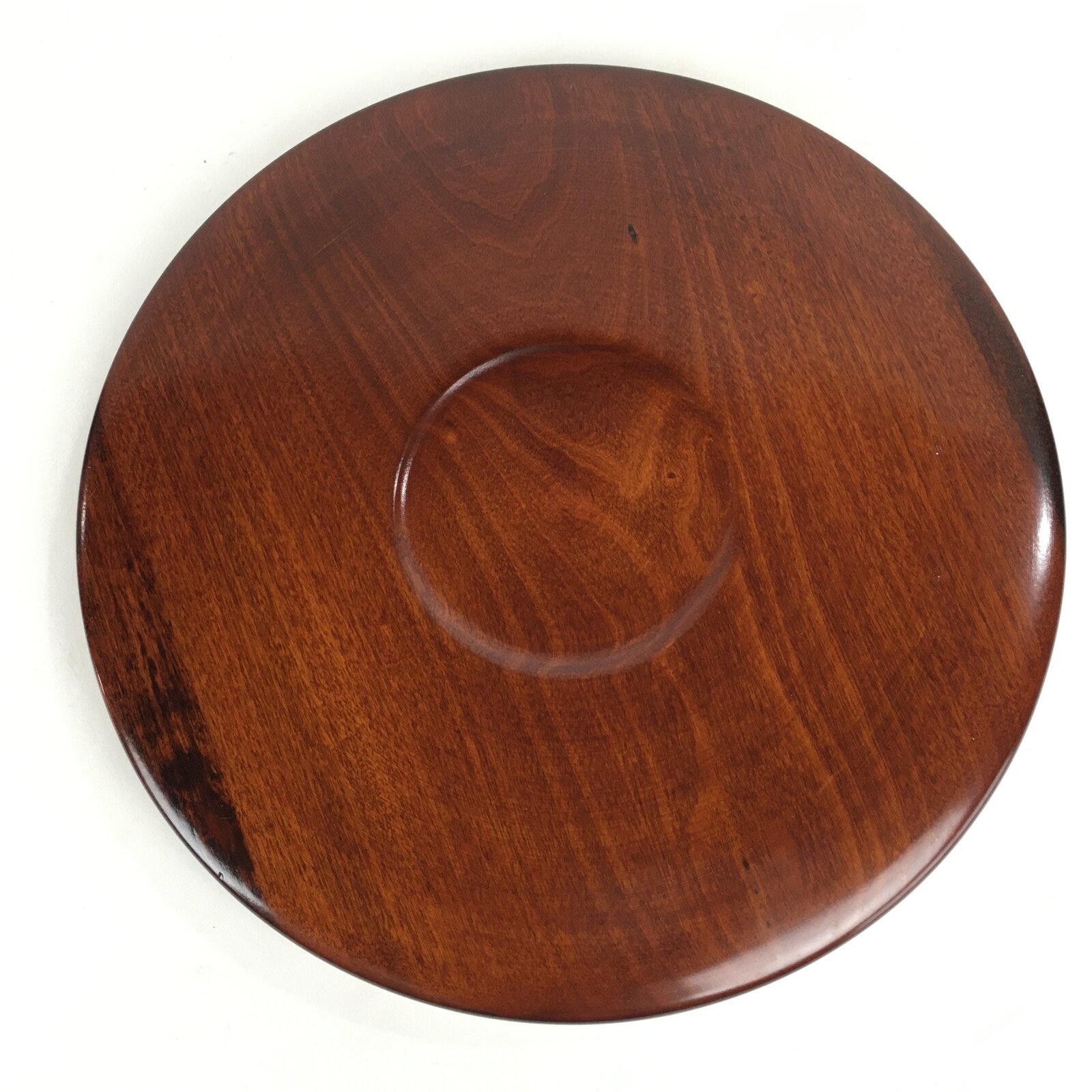 Japanese Wooden Lacquered Tray Obon Vtg Nurimono Brown Round Shape UR532