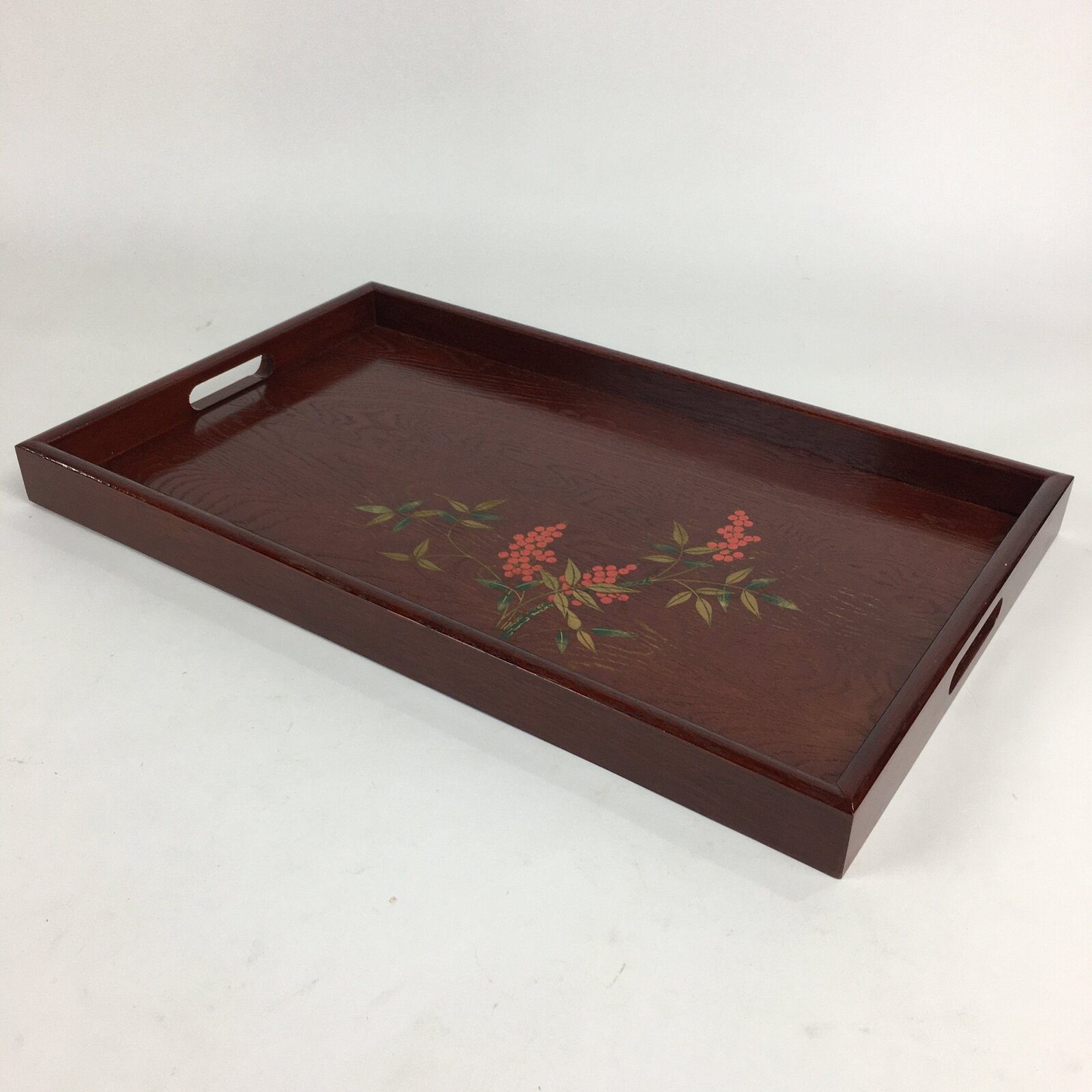 Japanese Wooden Lacquered Tray Obon Vtg Nurimono Brown Square Shape UR530