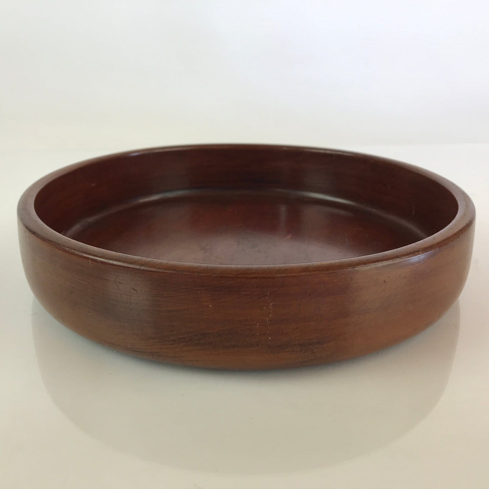 Japanese Wooden Lacquered Tray Obon Vtg Round Natural Wood Brown UR808