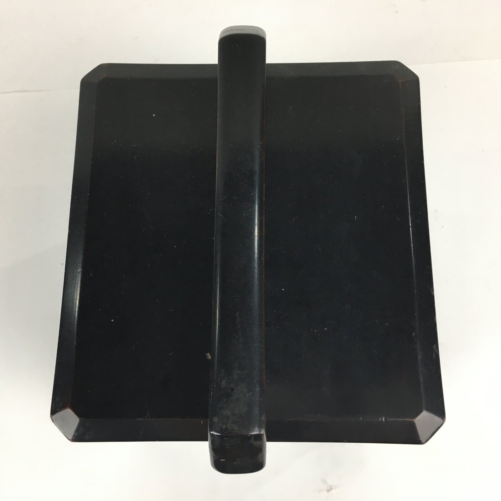 Japanese Wooden Lacquer ware Bento Box Vtg Jubako 3 Tier Black Gold JB71