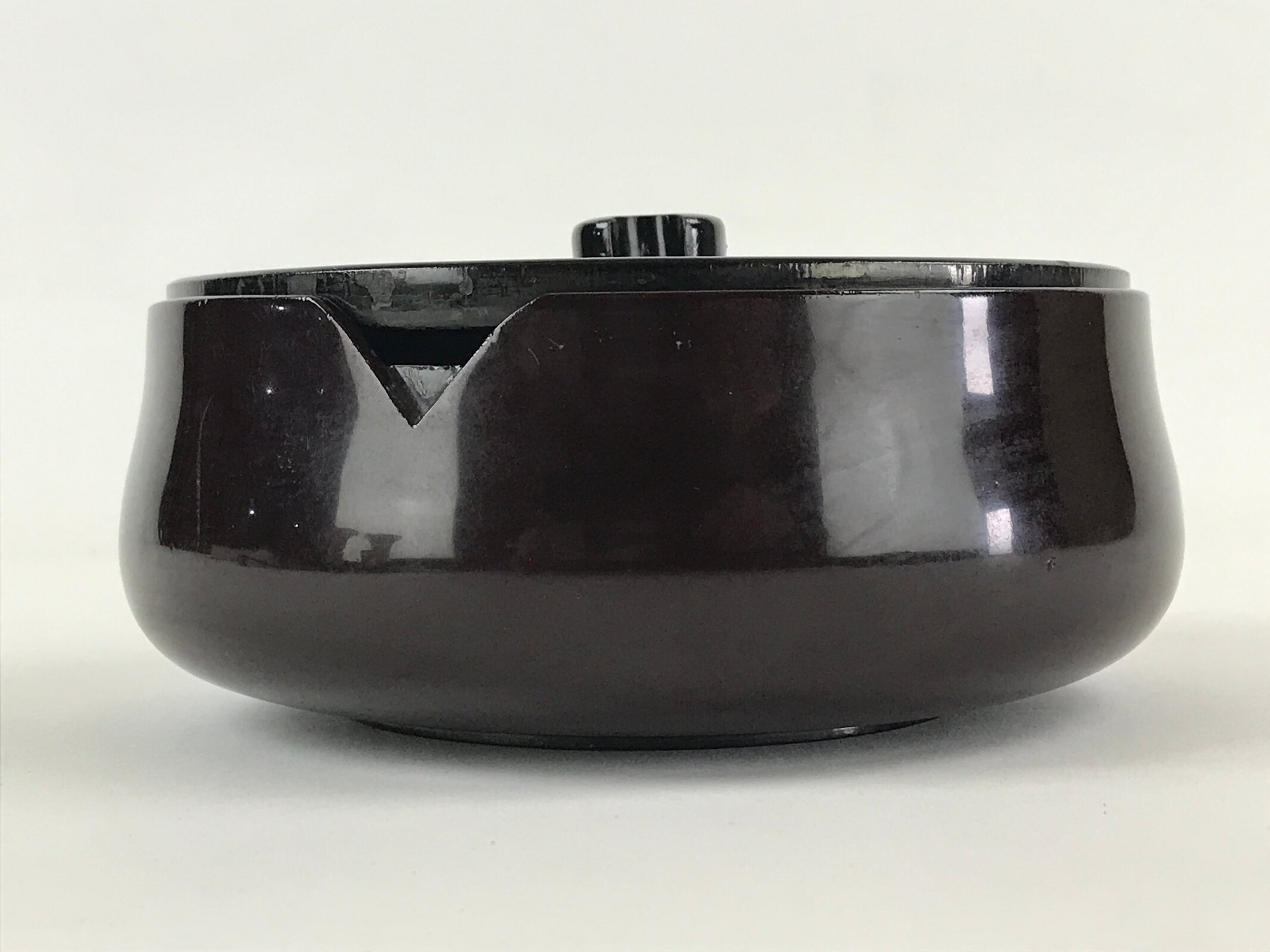 Japanese Wooden Lacquerware Lidded Bowl Rice Container Vtg Black Urushi L15