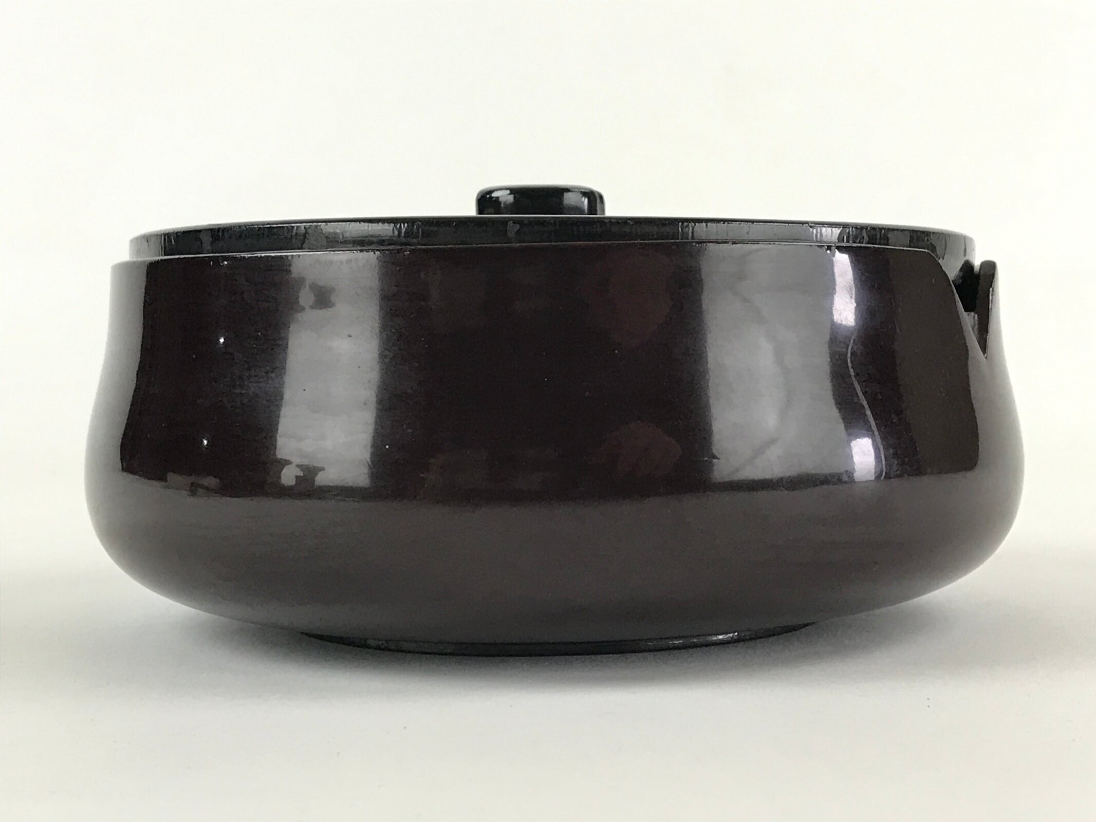 Japanese Wooden Lacquerware Lidded Bowl Rice Container Vtg Black Urushi L15