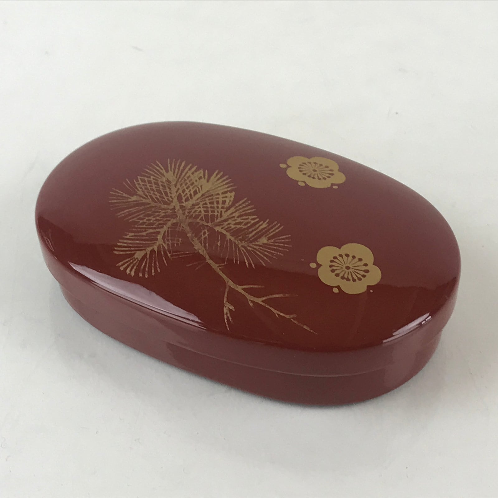 Japanese Wooden Lacquerware Lidded Toothpick Case Yoji-Ire Vtg Flower Pine UR853