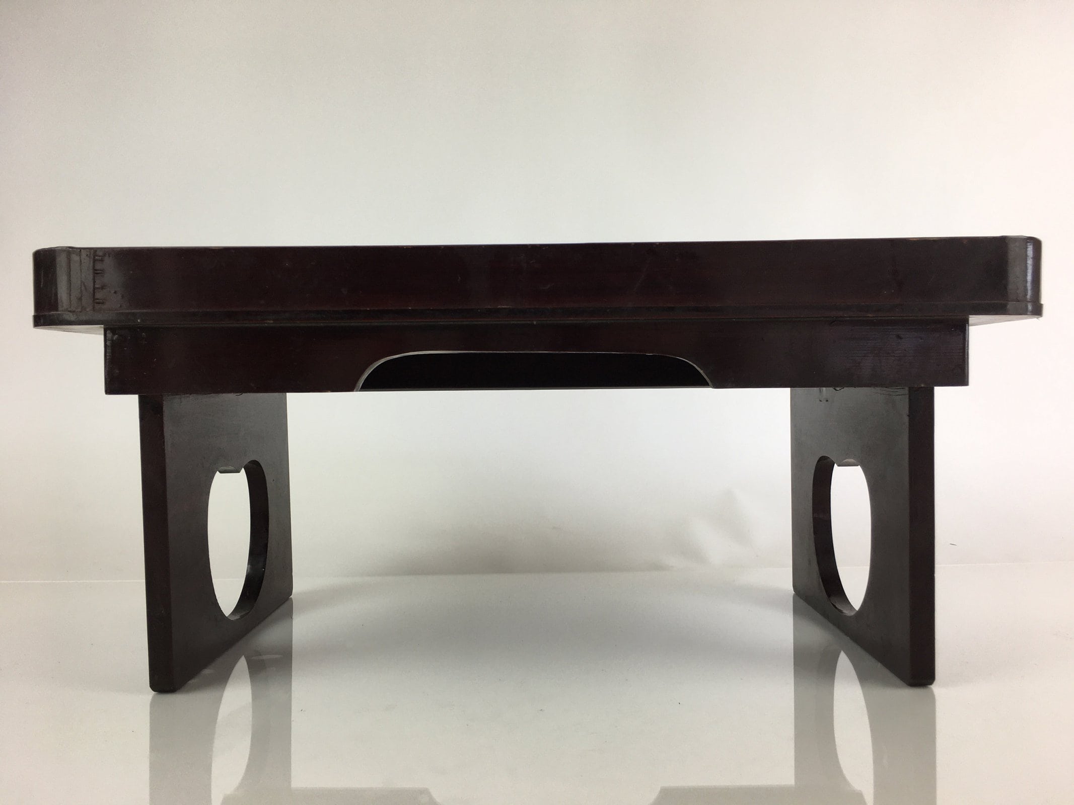 Japanese Wooden Legged Tray Folding Table Vtg Ozen Lacquered Black UR798