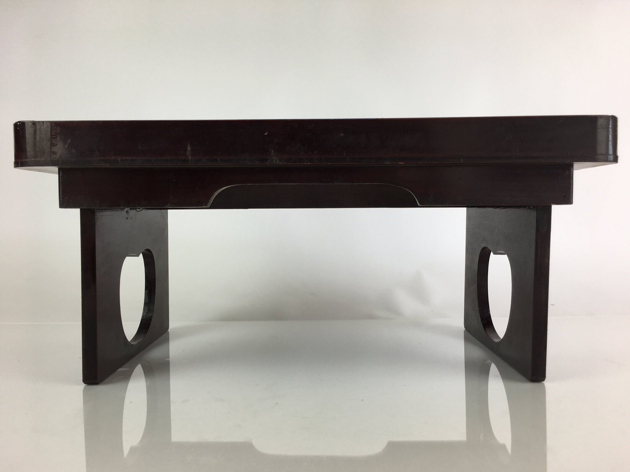 Japanese Wooden Legged Tray Folding Table Vtg Ozen Lacquered Black UR798