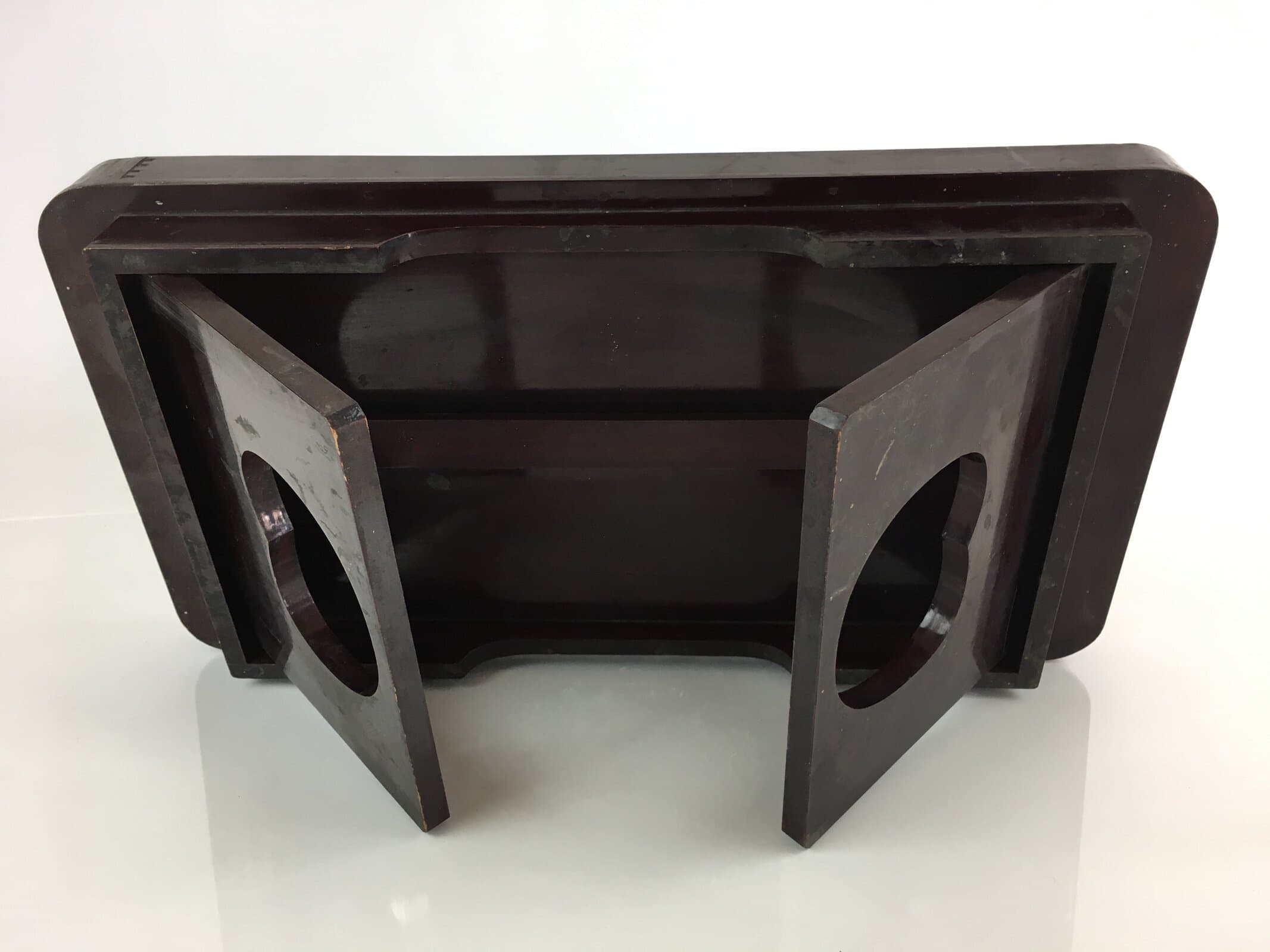 Japanese Wooden Legged Tray Folding Table Vtg Ozen Lacquered Black UR798