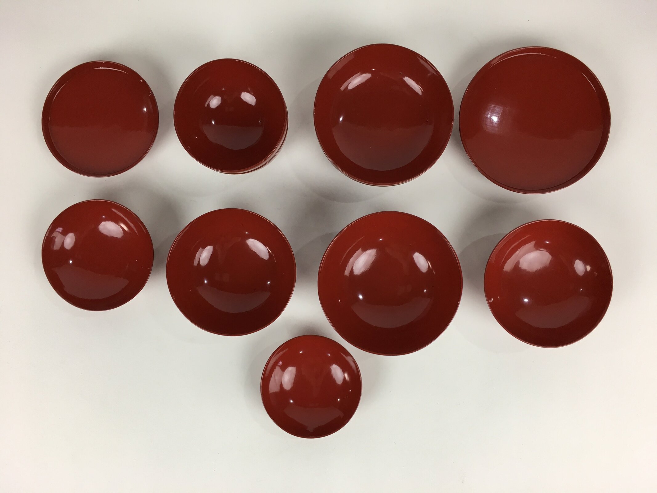 Japanese Wooden Legged Tray Lacquered Table Lidded Bowls Set Vtg Ozen UR728