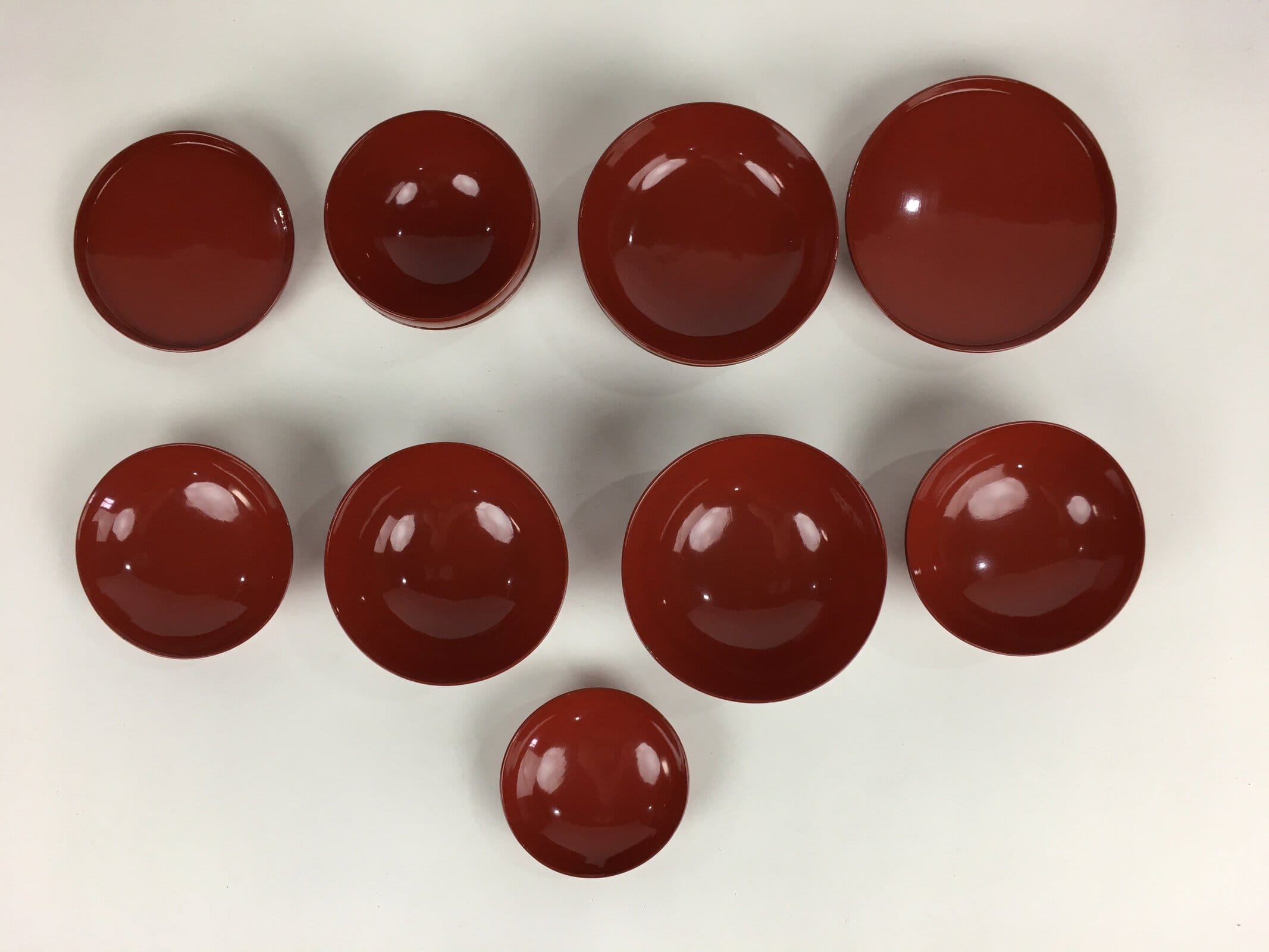 Japanese Wooden Legged Tray Lacquered Table Lidded Bowls Set Vtg Ozen UR729