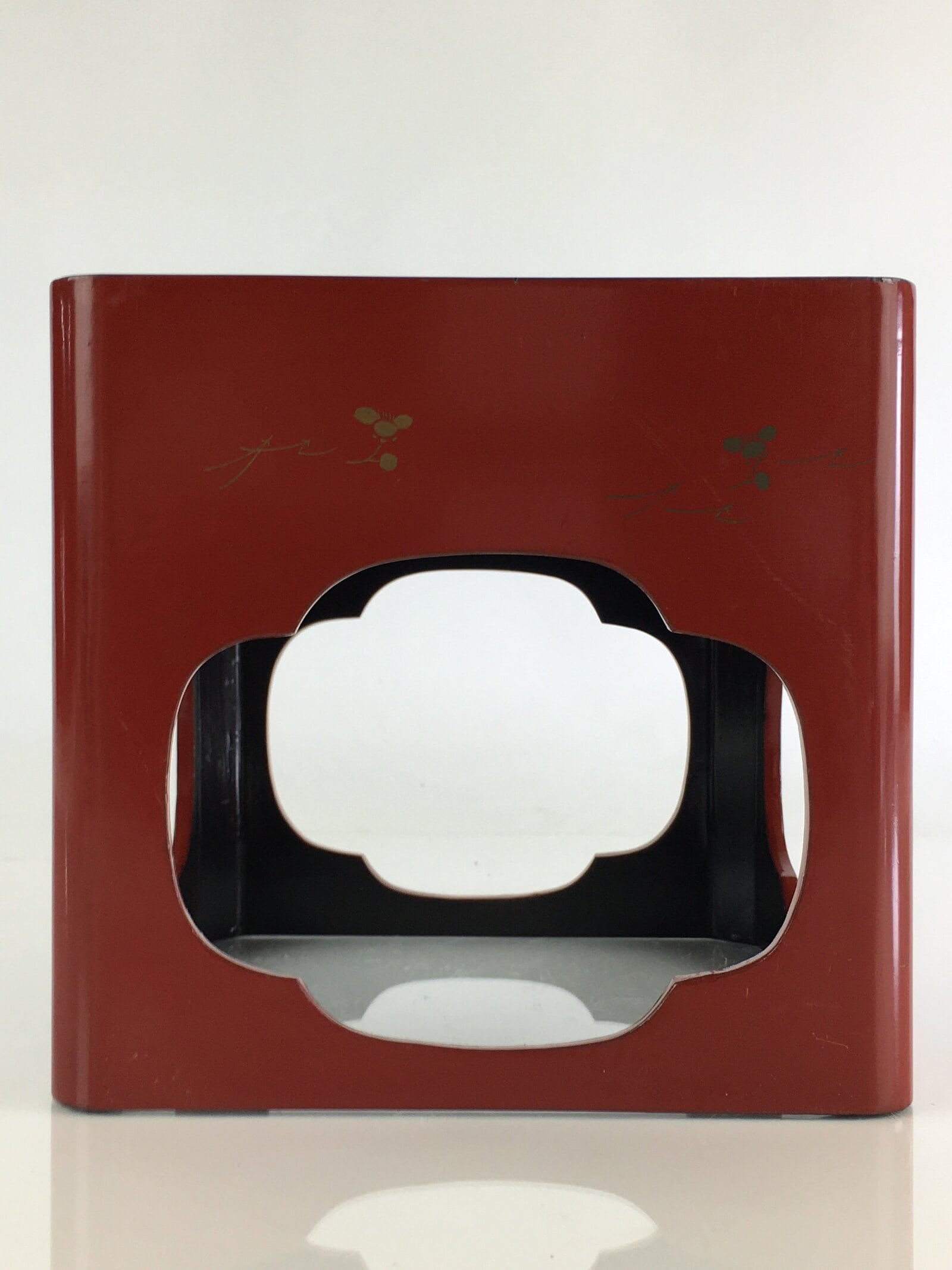 Japanese Wooden Legged Tray Lacquered Table Vtg Ozen Maki-e Red UR803