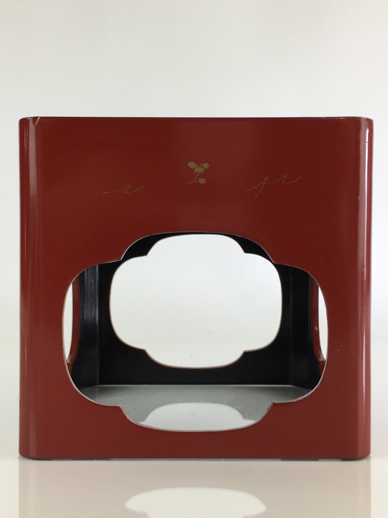 Japanese Wooden Legged Tray Lacquered Table Vtg Ozen Maki-e Red UR803