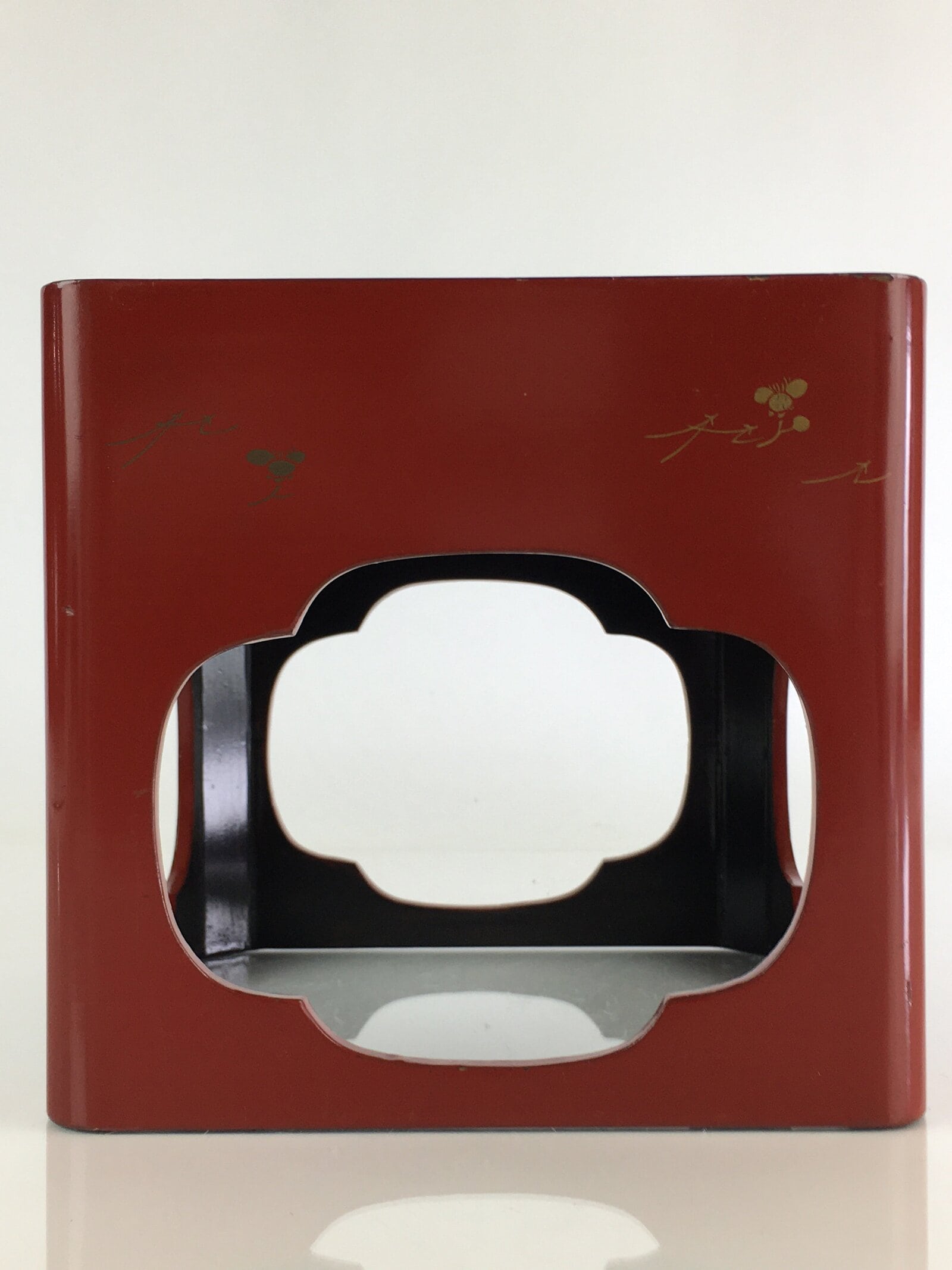 Japanese Wooden Legged Tray Lacquered Table Vtg Ozen Maki-e Red UR803