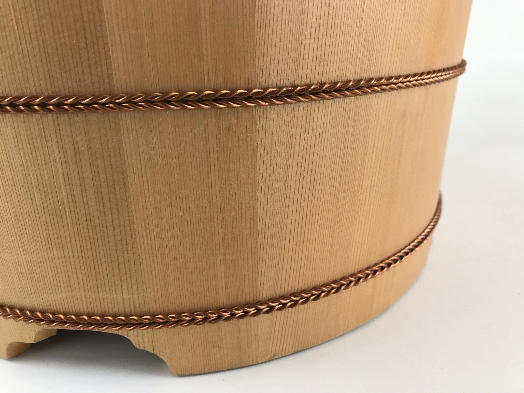 Japanese Wooden Lidded Bucket Ohitsu Vtg Handmade Rice Sushi Oke JK433