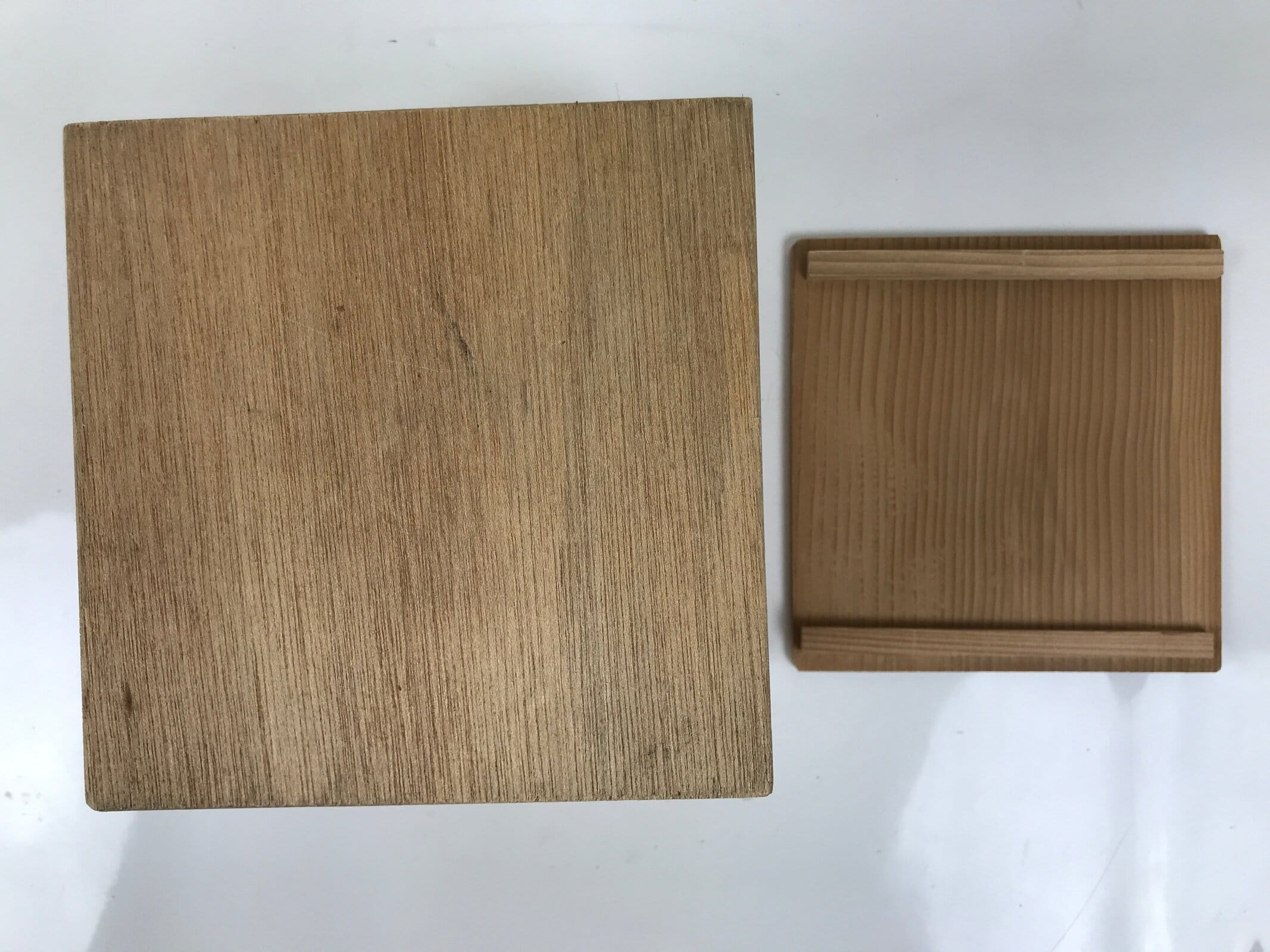 Japanese Wooden Lidded Pottery Storage Box Inside 15.6x15.8x16.2cm Brown X190