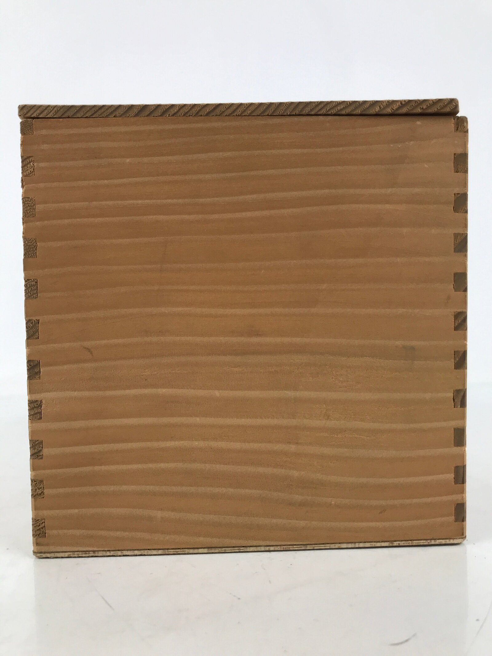 Japanese Wooden Lidded Pottery Storage Box Inside 15.6x15.8x16.2cm Brown X190