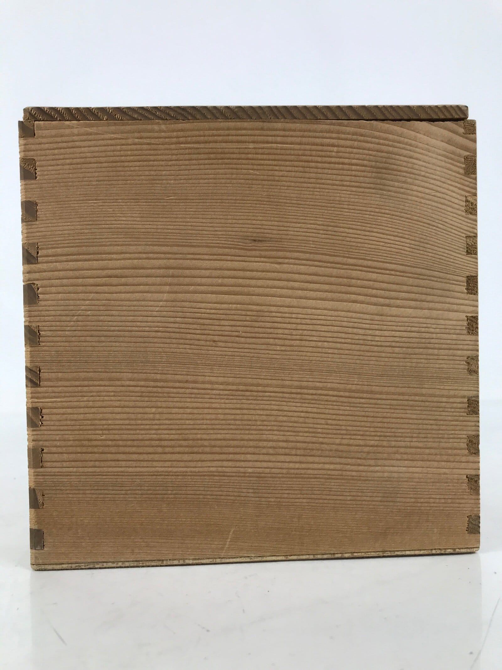 Japanese Wooden Lidded Pottery Storage Box Inside 15.6x15.8x16.2cm Brown X190