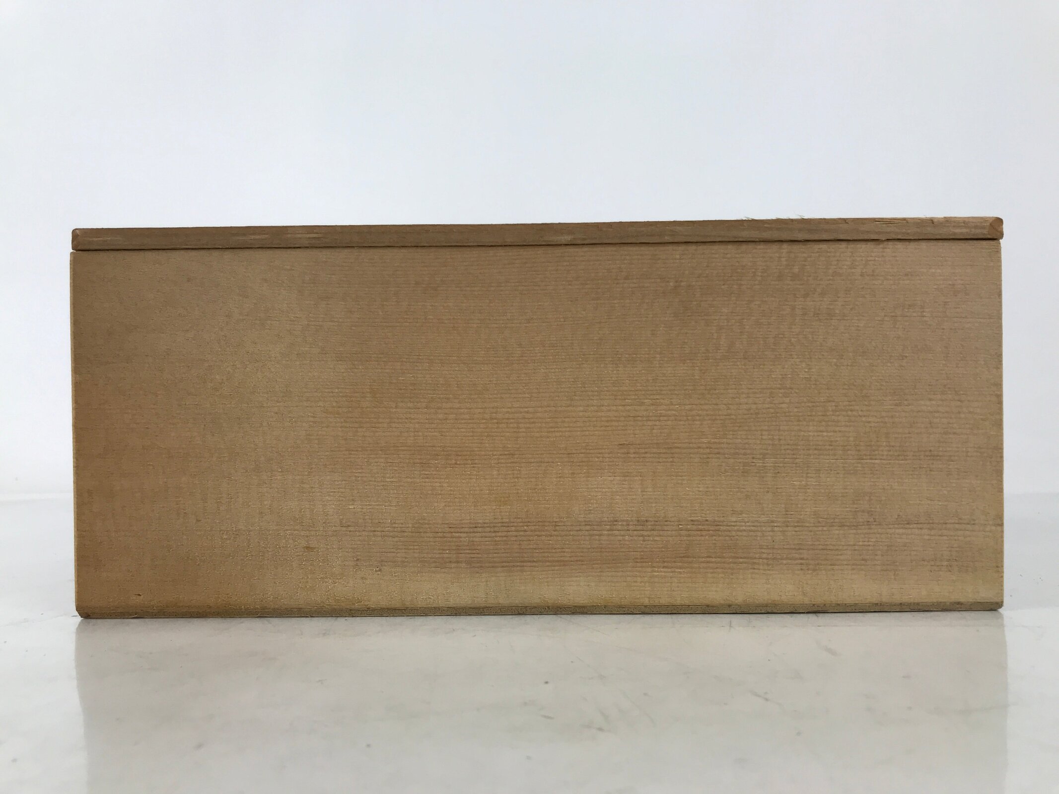 Japanese Wooden Lidded Pottery Storage Box Inside 25x10.3x10.2cm Brown X194