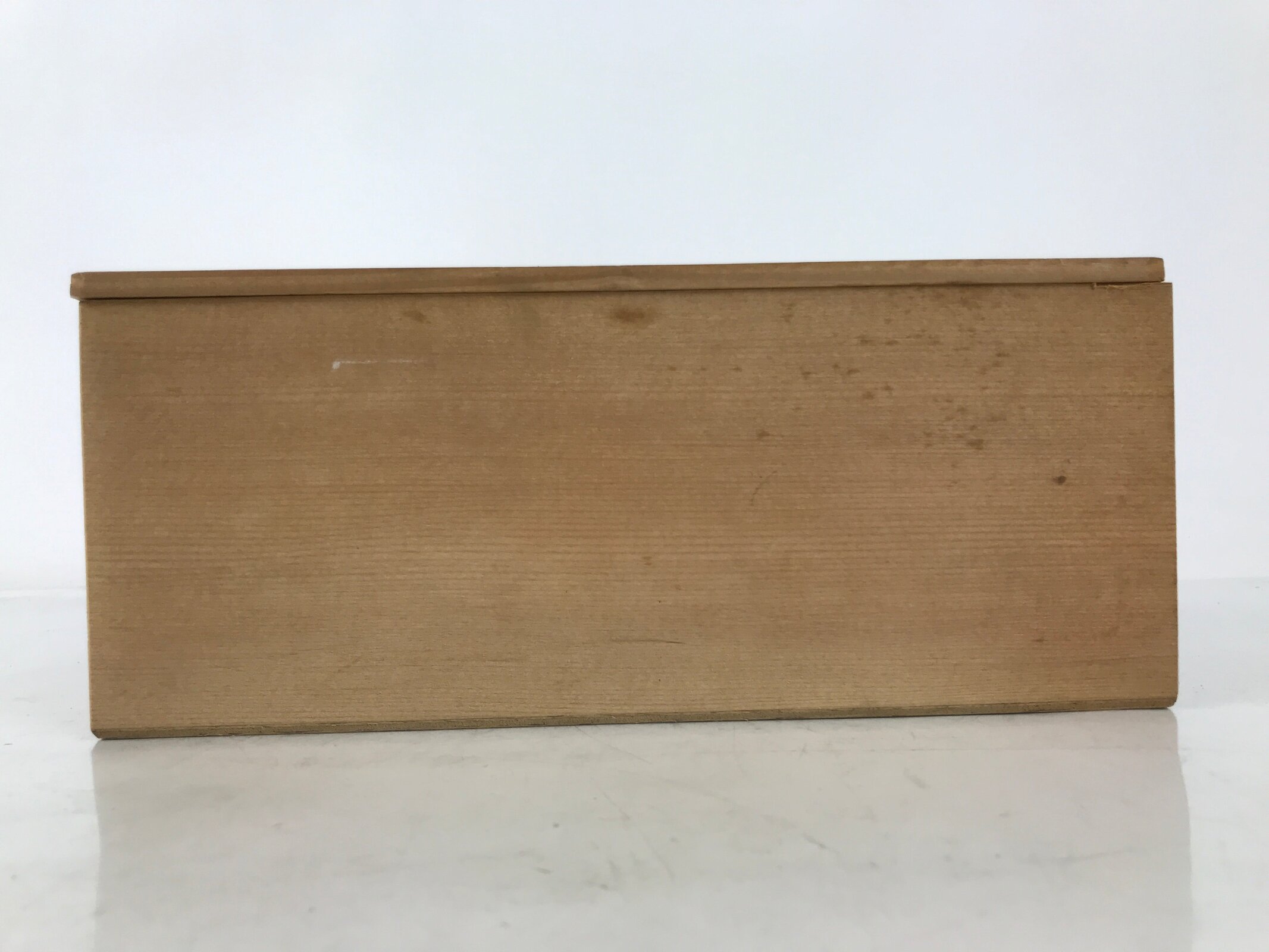 Japanese Wooden Lidded Pottery Storage Box Inside 25x10.3x10.2cm Brown X194