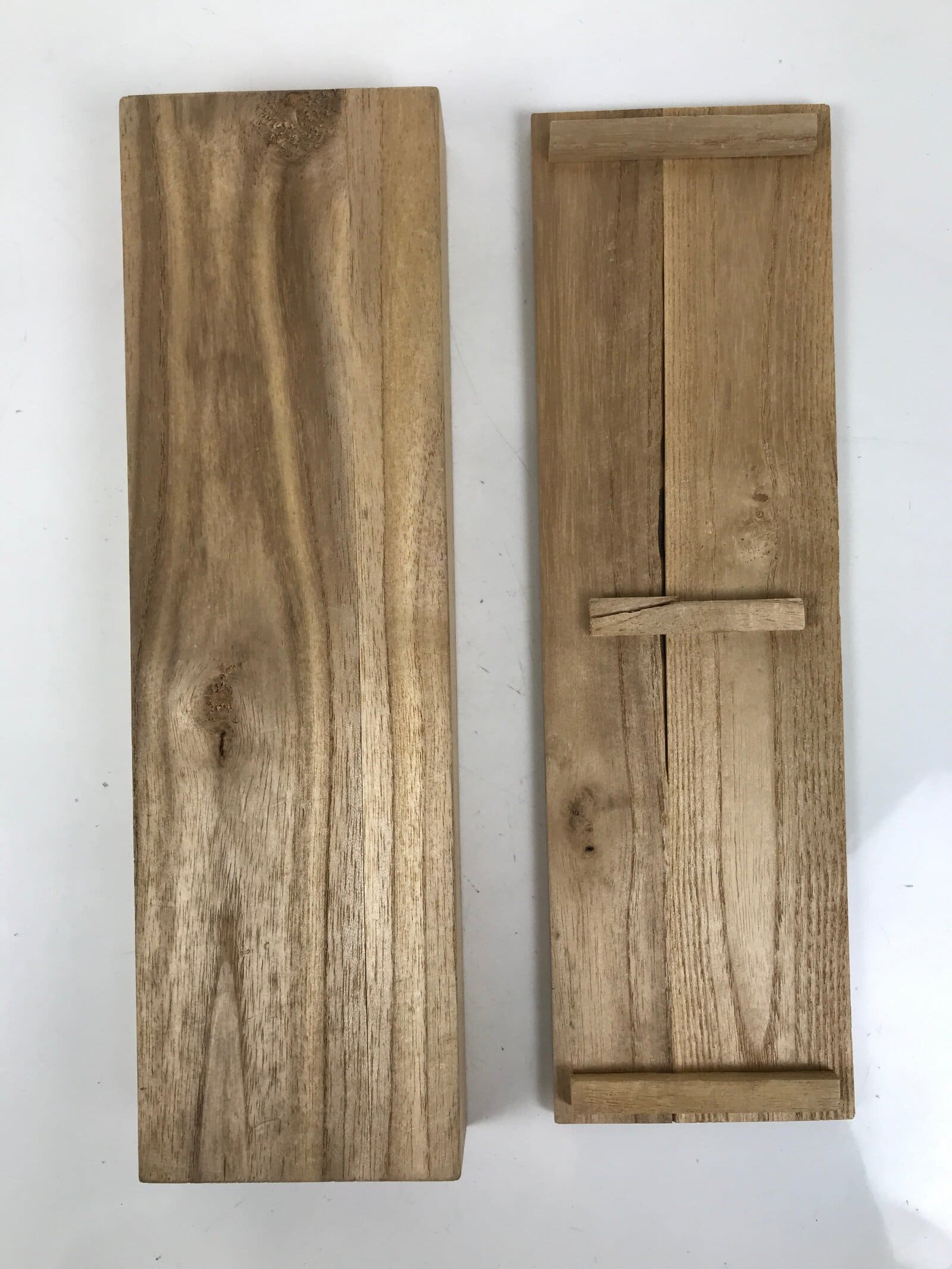 Japanese Wooden Lidded Pottery Storage Box Inside 28.3x7.5x2.9cm Brown X195