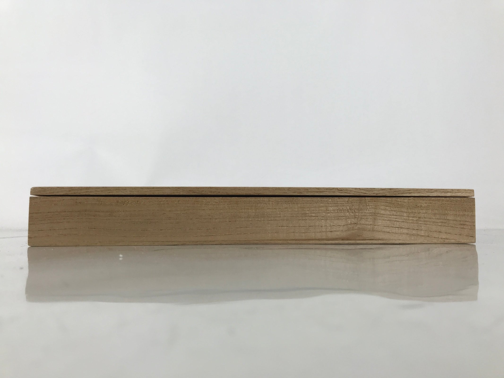 Japanese Wooden Lidded Pottery Storage Box Inside 28.3x7.5x2.9cm Brown X195