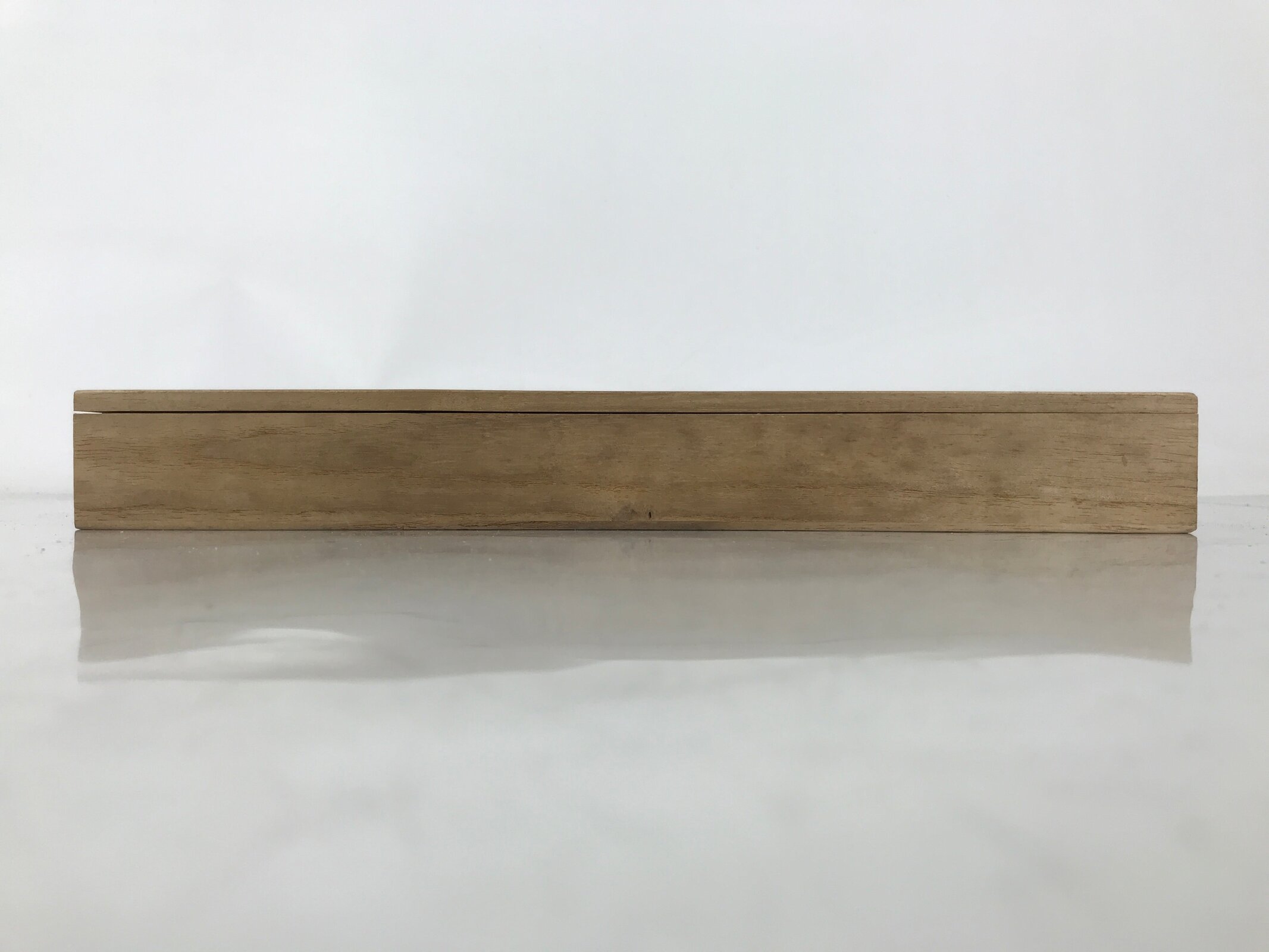 Japanese Wooden Lidded Pottery Storage Box Inside 28.3x7.5x2.9cm Brown X195