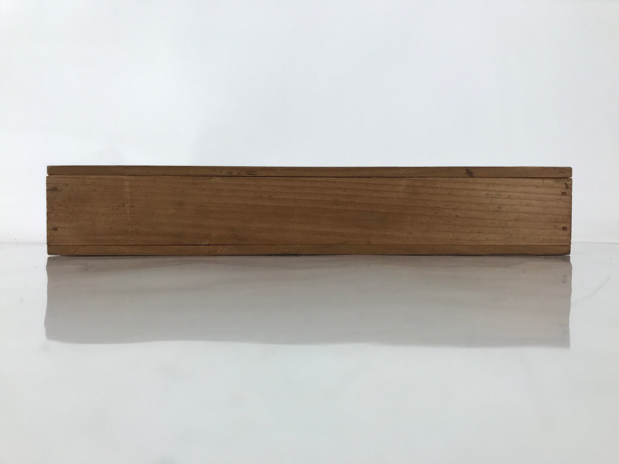 Japanese Wooden Lidded Pottery Storage Box Inside 32.6x9.4x4.8cm Brown X199