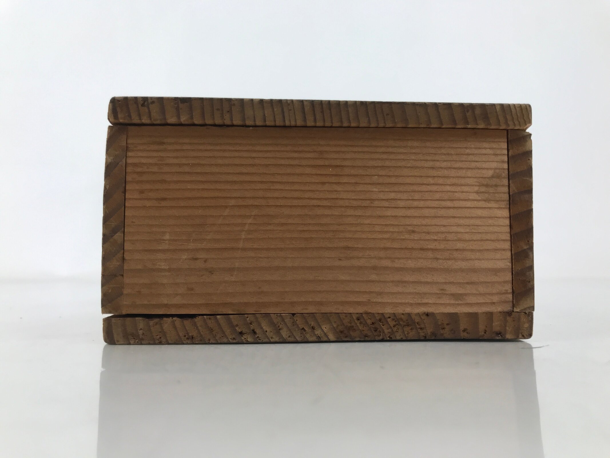 Japanese Wooden Lidded Pottery Storage Box Inside 32.6x9.4x4.8cm Brown X199