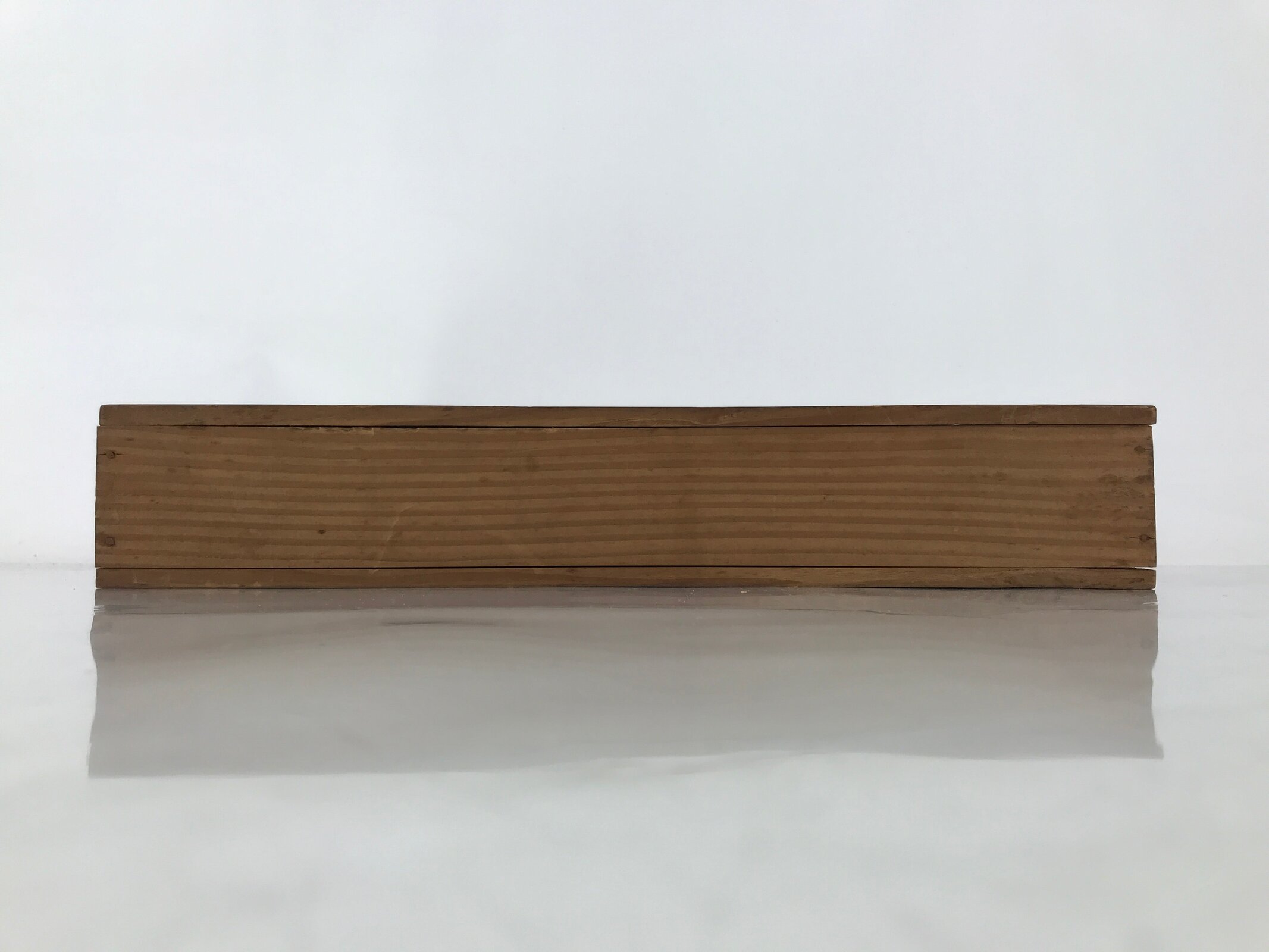 Japanese Wooden Lidded Pottery Storage Box Inside 32.6x9.4x4.8cm Brown X199