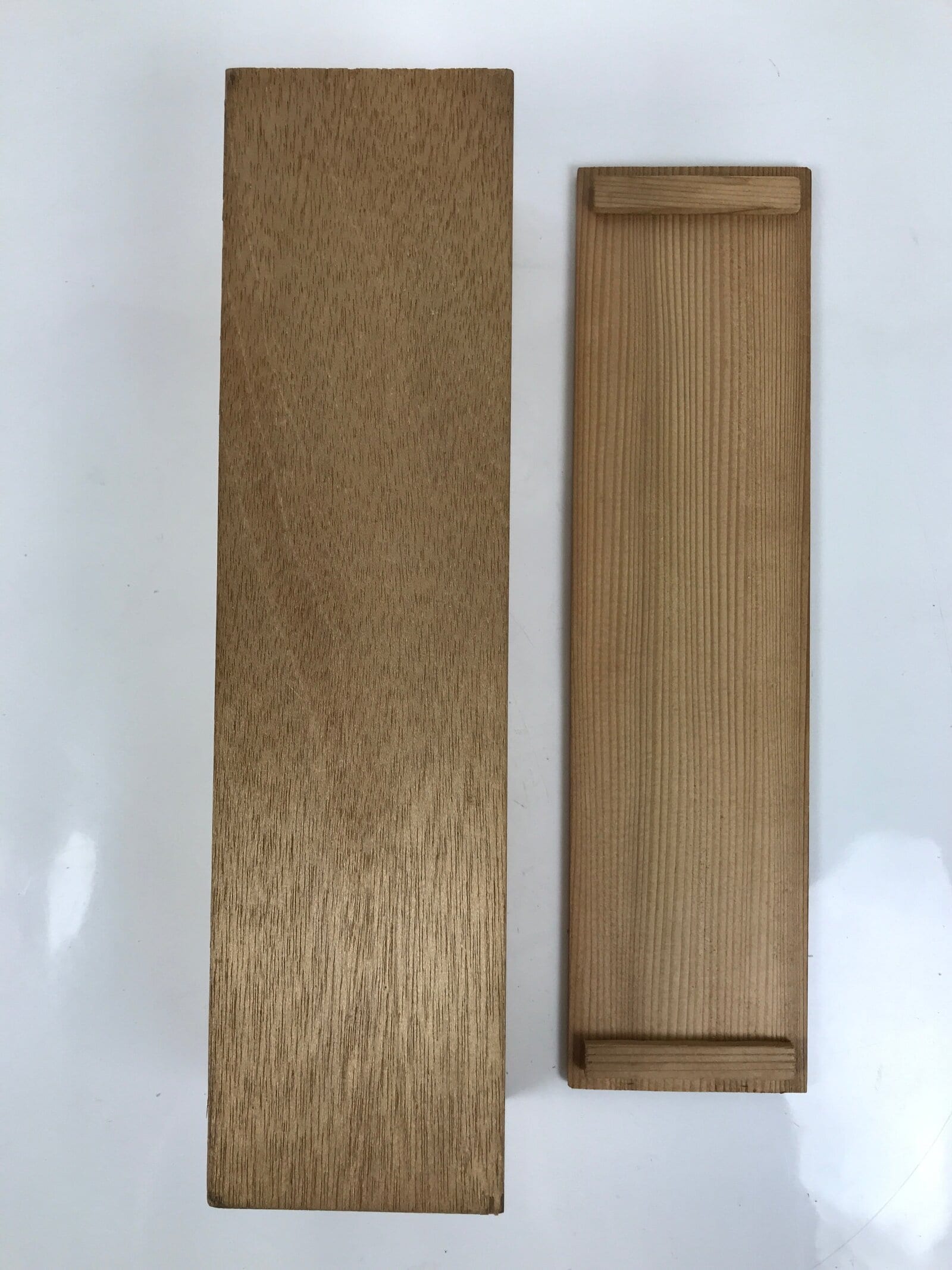 Japanese Wooden Lidded Pottery Storage Box Inside 35.5x8x8.5cm Teacup Brown X185