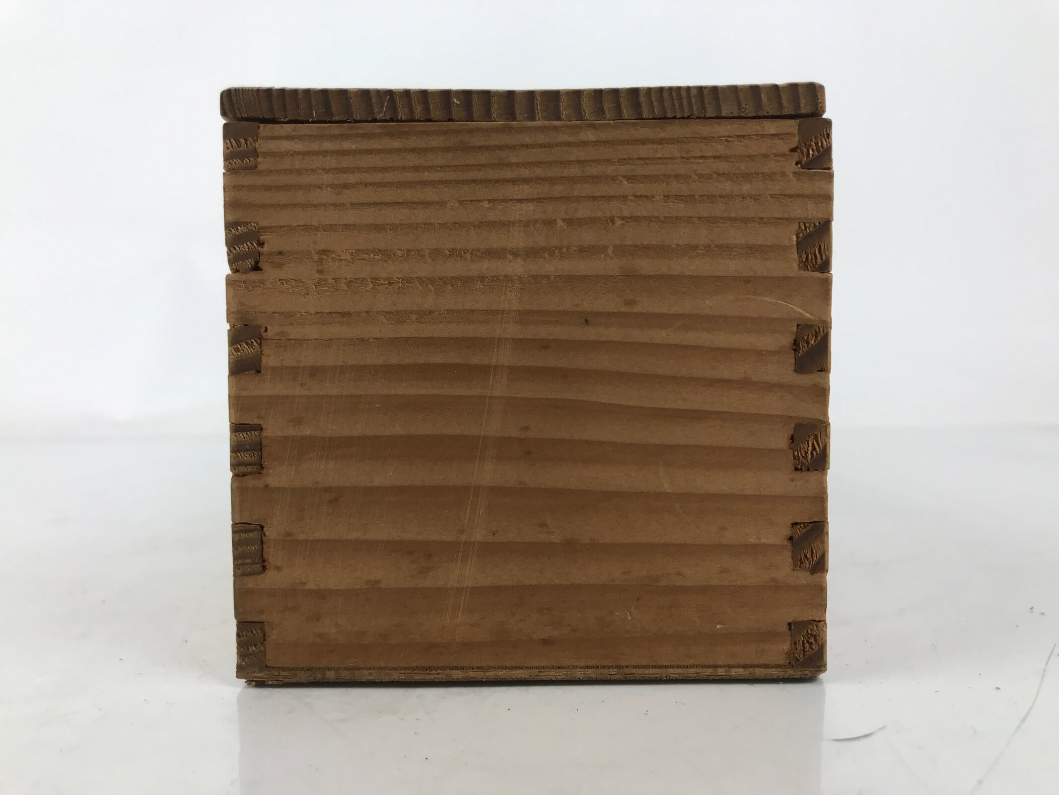 Japanese Wooden Lidded Pottery Storage Box Inside 35.5x8x8.5cm Teacup Brown X185