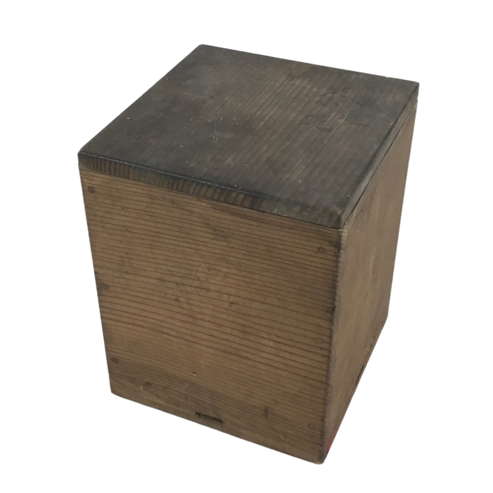 Japanese Wooden Lidded Pottery Storage Box Inside 8.3x8.3x10.3cm Brown X188