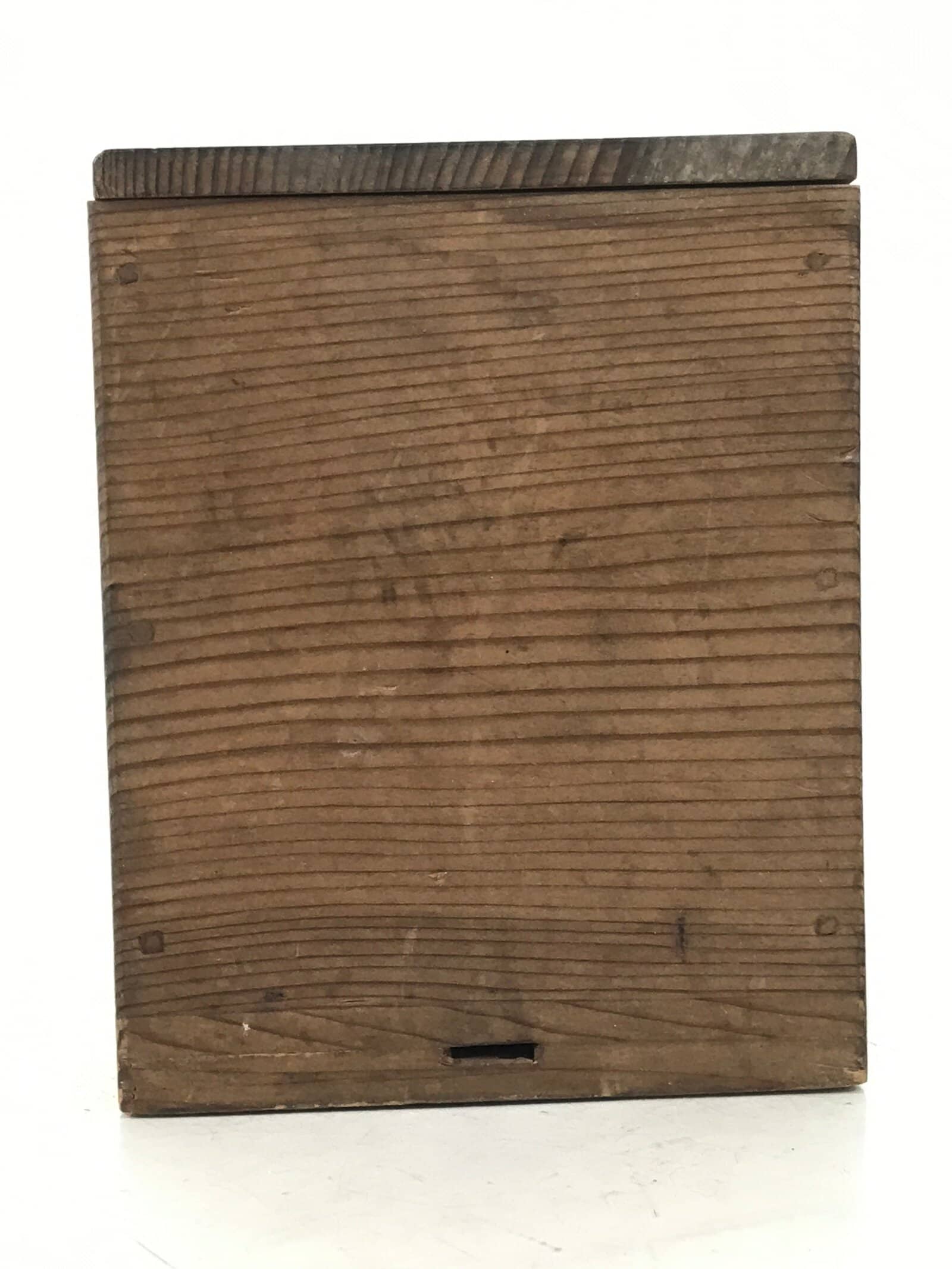 Japanese Wooden Lidded Pottery Storage Box Inside 8.3x8.3x10.3cm Brown X188