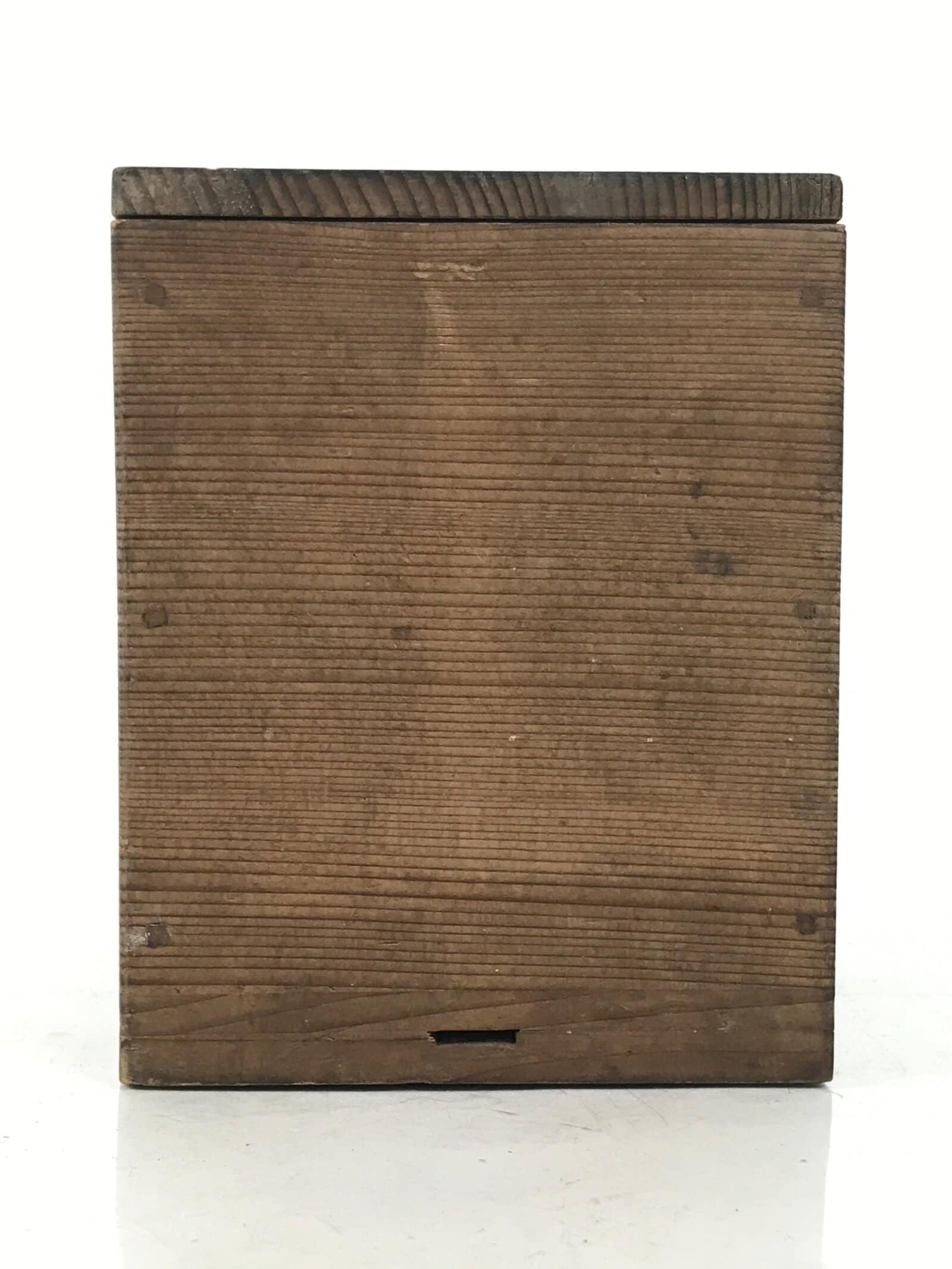 Japanese Wooden Lidded Pottery Storage Box Inside 8.3x8.3x10.3cm Brown X188