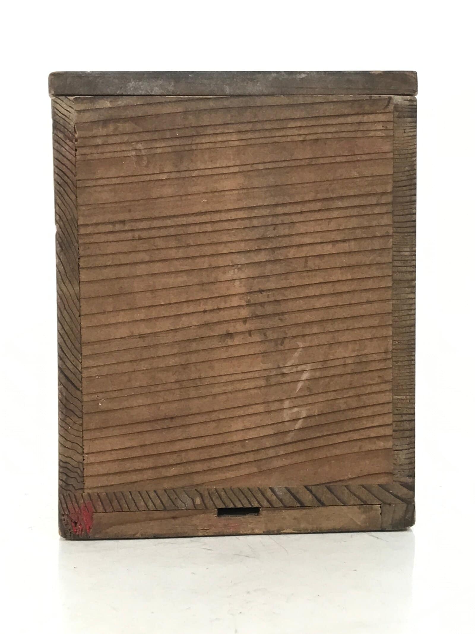 Japanese Wooden Lidded Pottery Storage Box Inside 8.3x8.3x10.3cm Brown X188