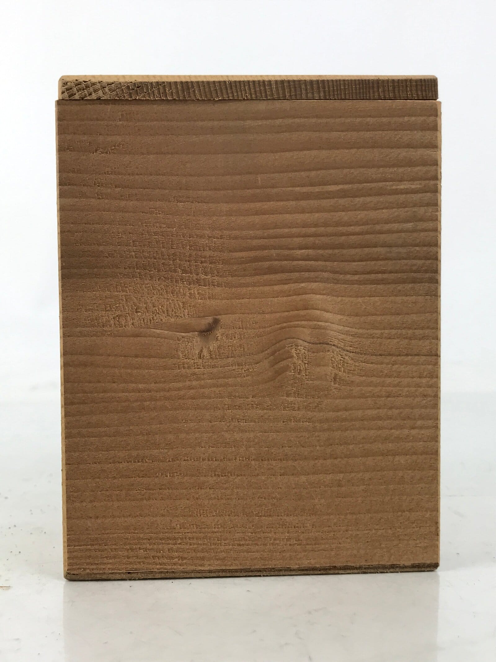 Japanese Wooden Lidded Pottery Storage Box Inside 8.5x8.5x11.6cm Brown X196