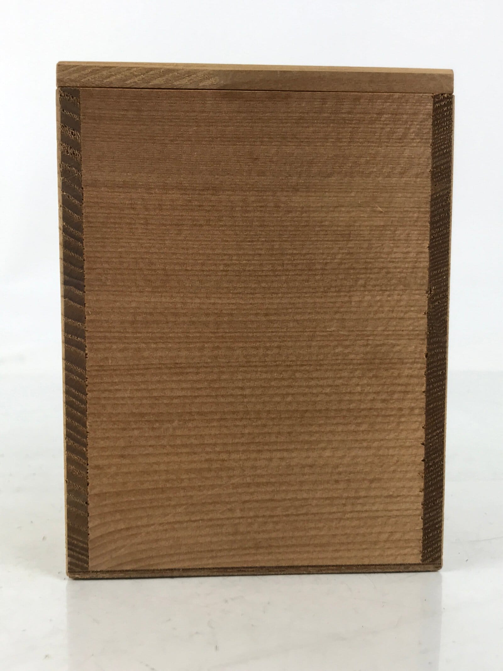 Japanese Wooden Lidded Pottery Storage Box Inside 8.5x8.5x11.6cm Brown X196