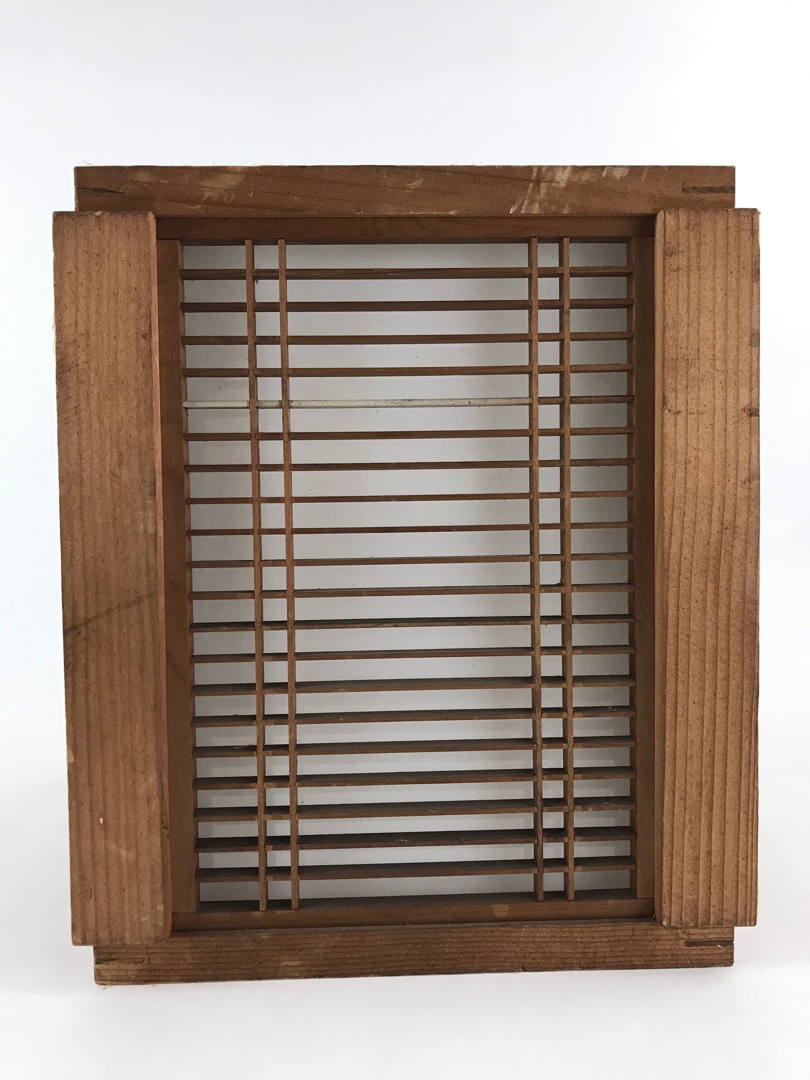 Japanese Wooden Light Shade Light Fixture Vtg Cube Window Pane Shoji JK556