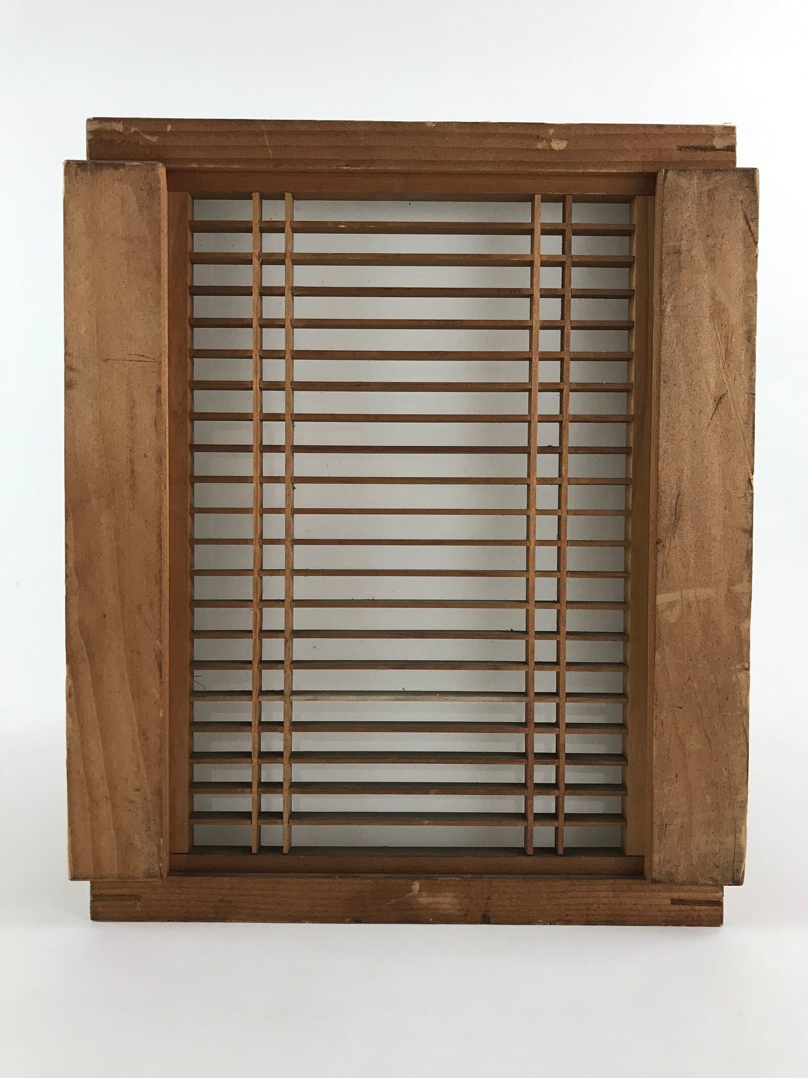 Japanese Wooden Light Shade Light Fixture Vtg Cube Window Pane Shoji JK556