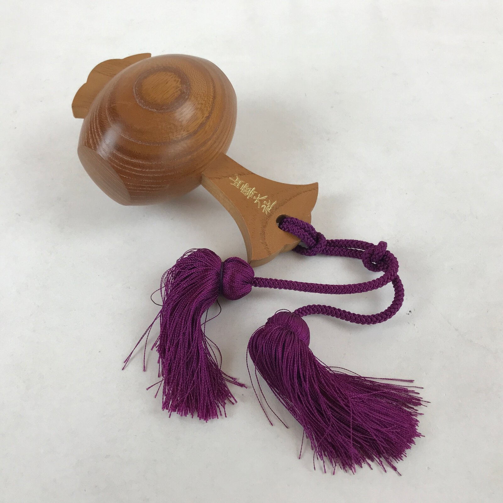 Japanese Wooden Lucky Hammer Vtg Izumo Taisha Charm Purple Tassel JK655
