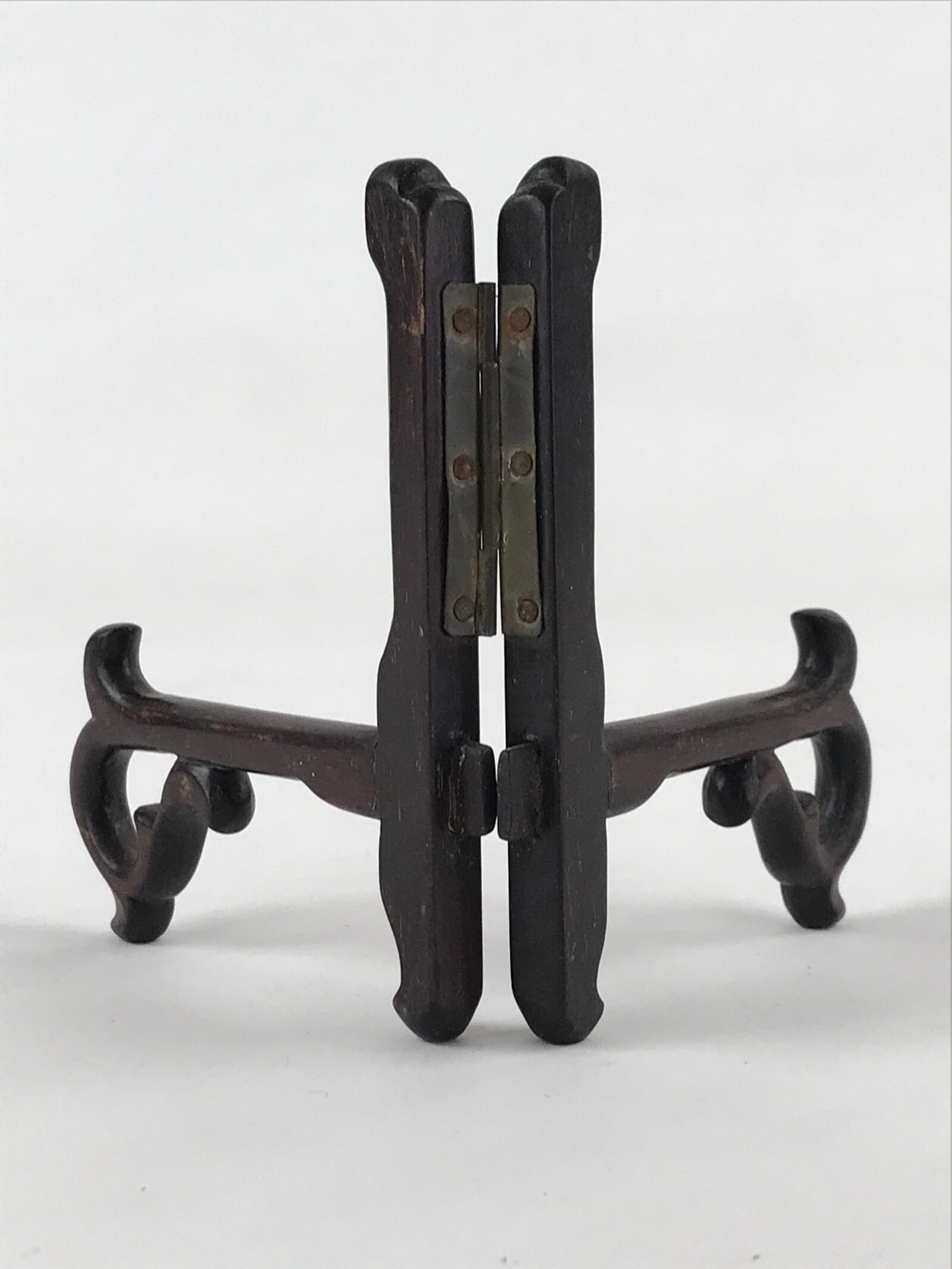 Japanese Wooden Plate Stand Picture Frame Stand Vtg Display Saratate Brown JK538