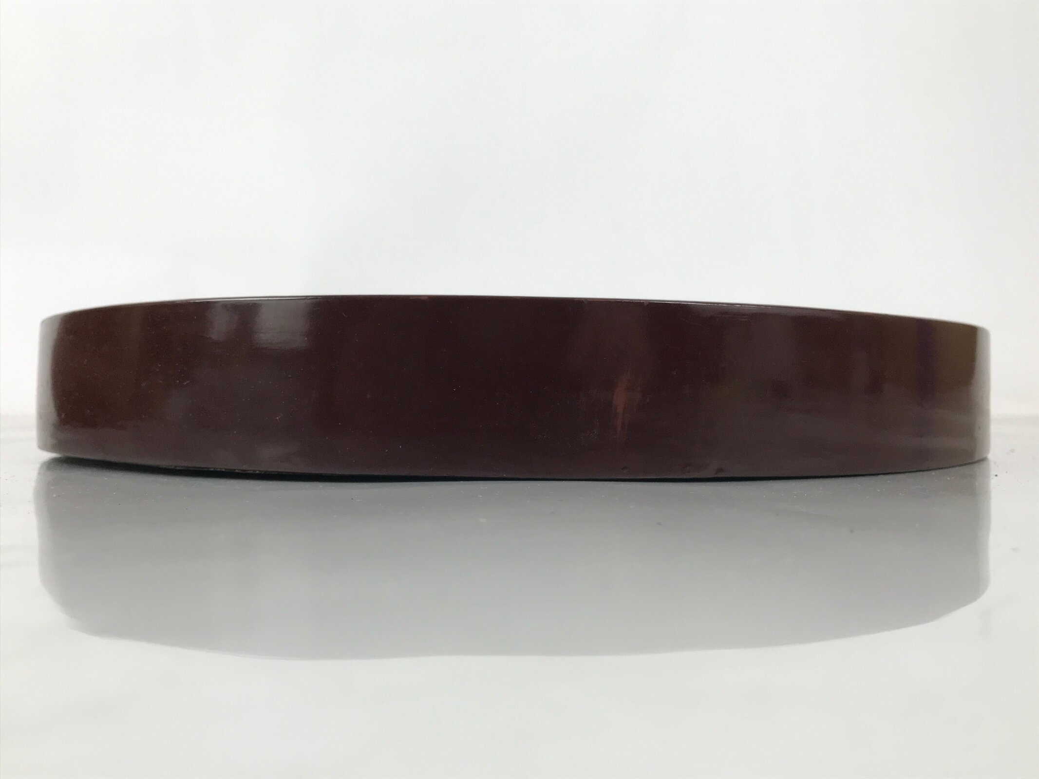 Japanese Wooden Serving Tray Obon Vtg Brown Round Kanji Gold Silver Box LWB166