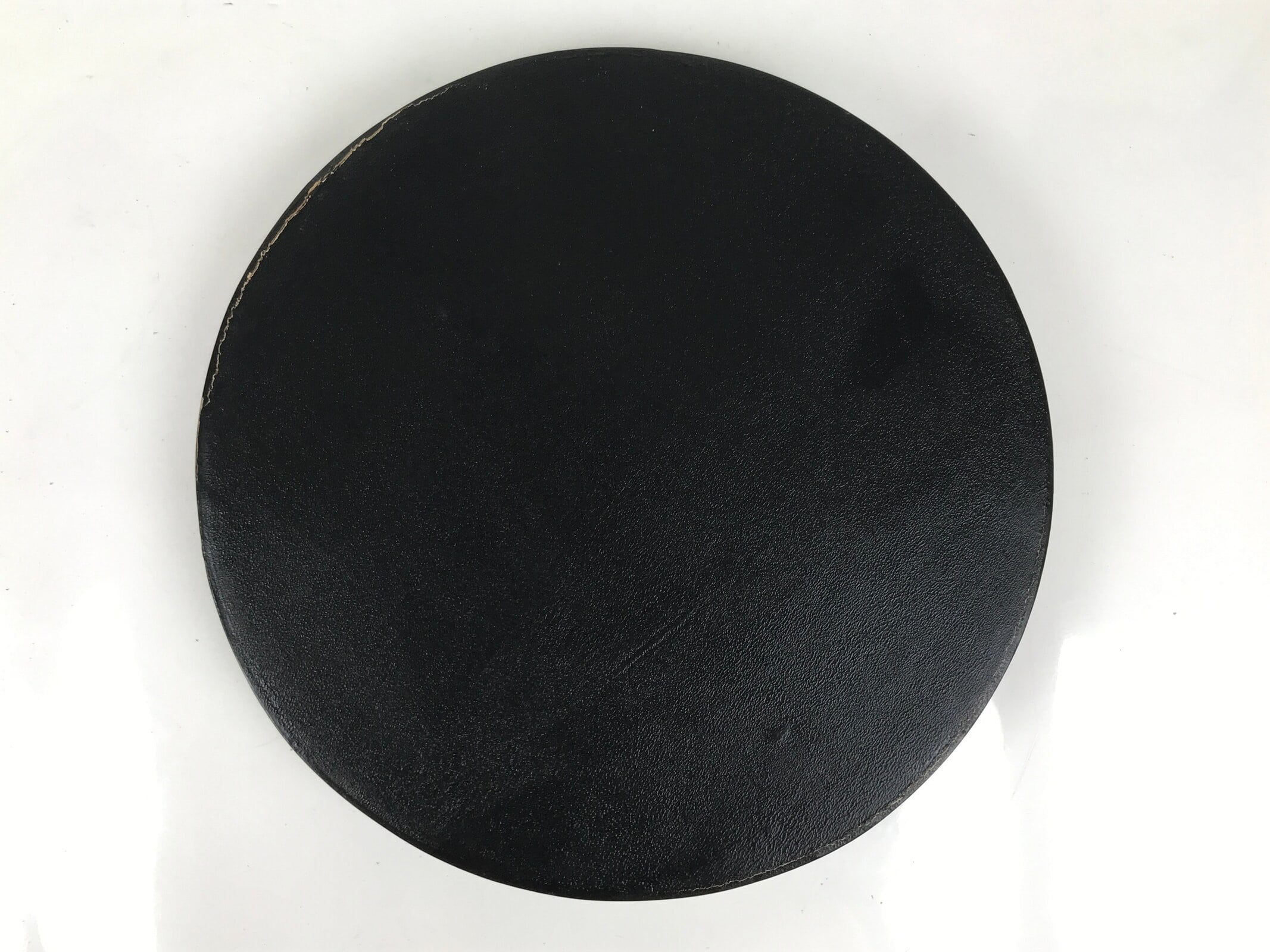 Japanese Wooden Serving Tray Obon Vtg Brown Round Kanji Gold Silver Box LWB166